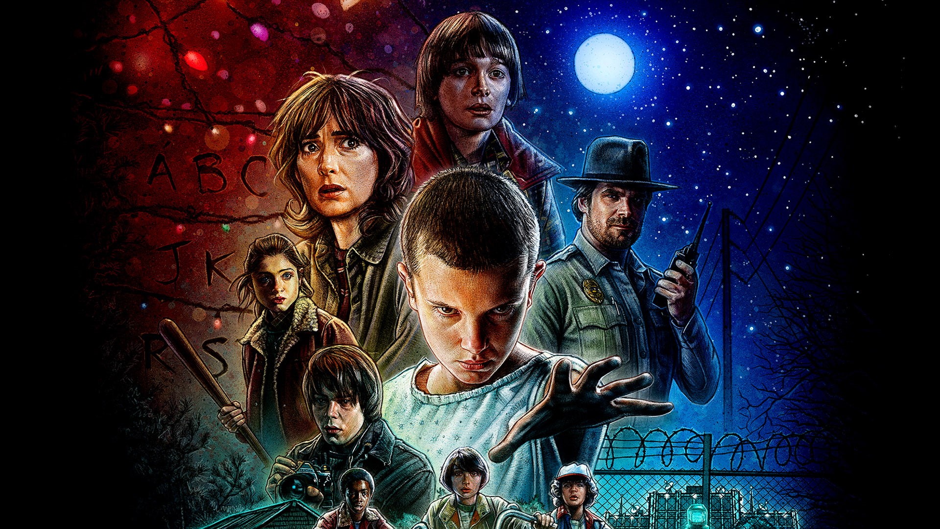 Charlie Heaton, Joyce Byers, Noah Schnapp, David Harbour, TV Show, Nancy Wheeler, Jim Hopper, Dustin Henderson, 1080P, Millie Bobby Brown, Mike Wheeler, HD Wallpaper