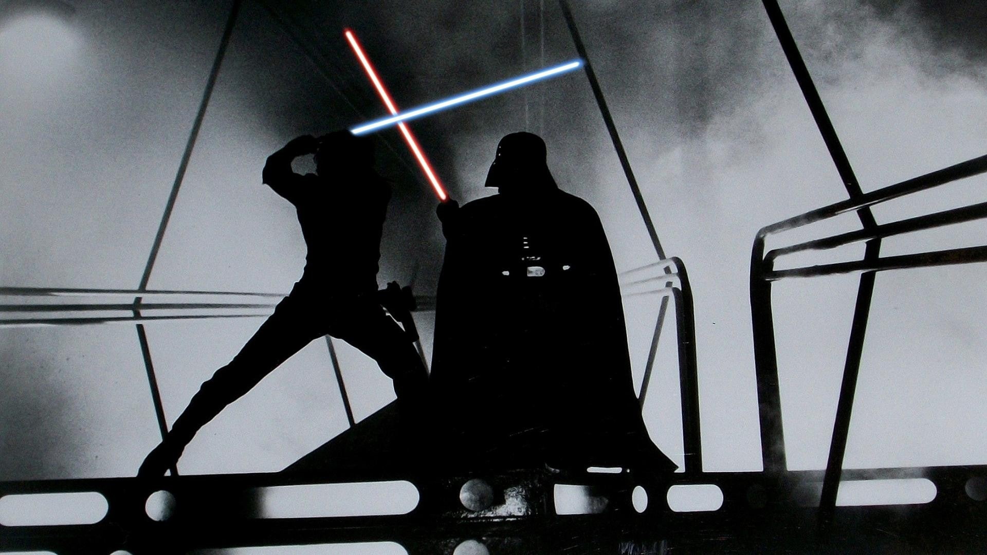Luke Skywalker, Darth Vader, Star Wars, lightsaber, 1080P, HD Wallpaper