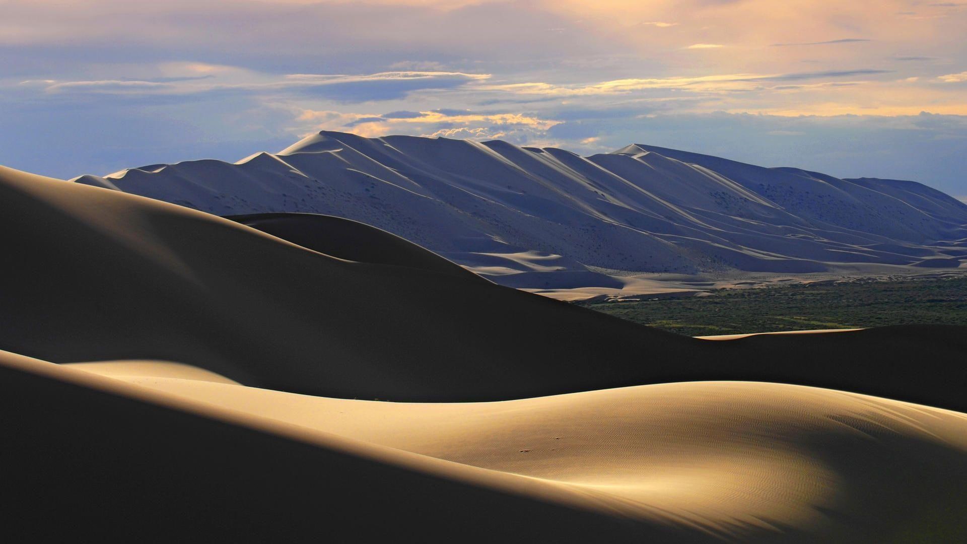 view, scenery, sand, desert, clouds, gobi, mongolia, 1080P, nature, 3d and abstract, HD Wallpaper