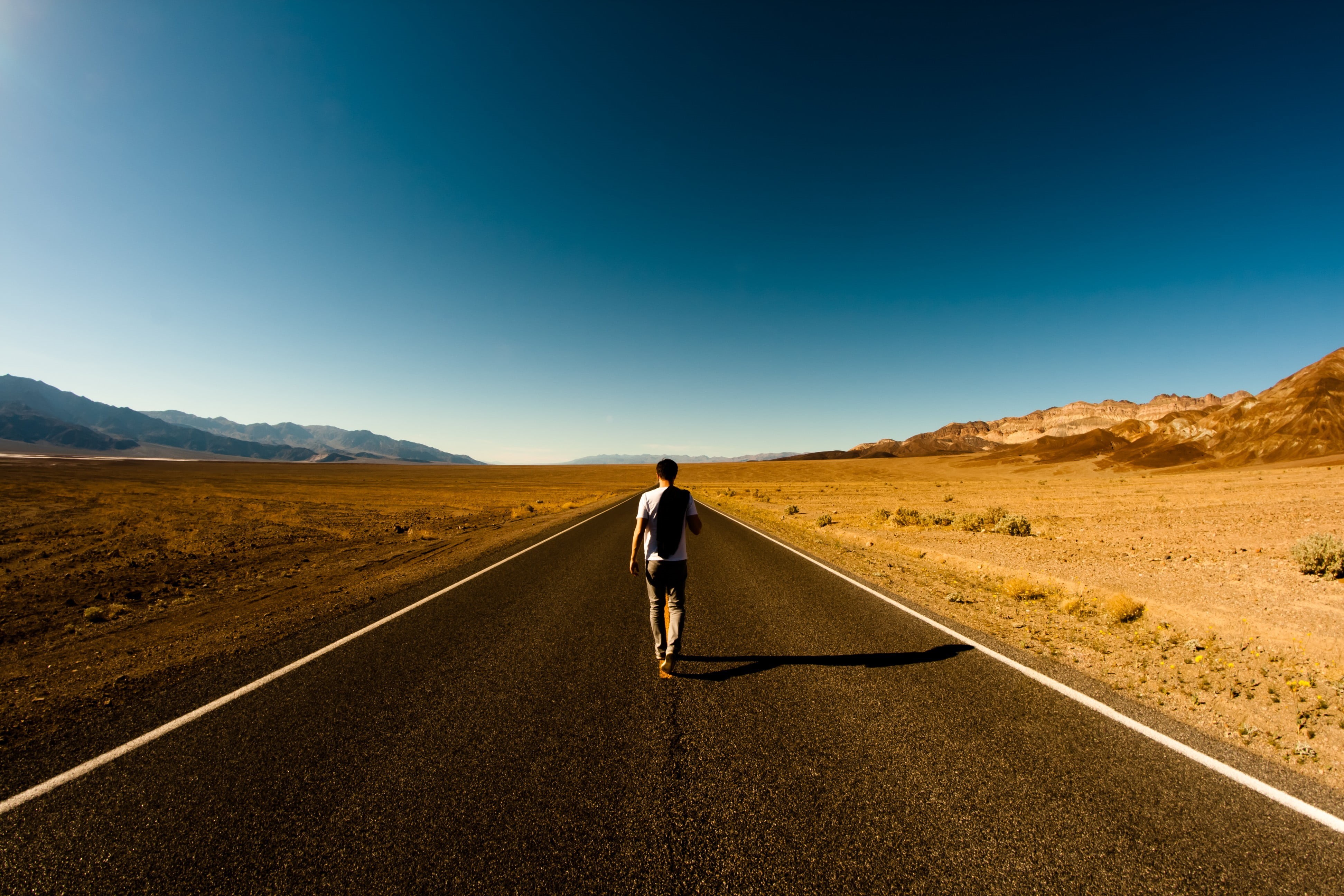 caucasian Ethnicity, solitude, sky, remote, blue, people, man, extreme Terrain, mid adult, copy Space, sunlight, scenics - nature, challenge, males, retro Styled, HD Wallpaper