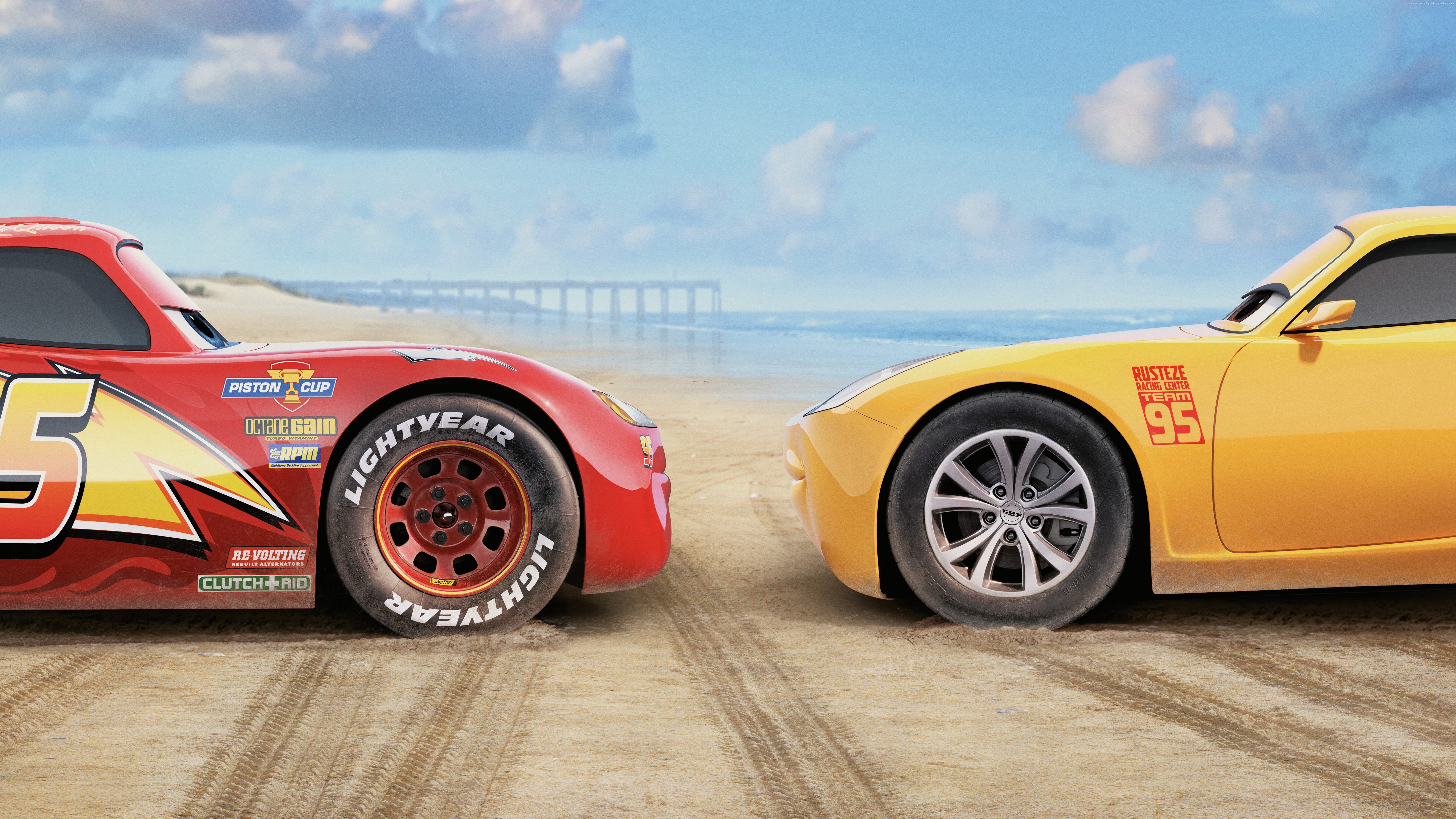 sports car, mode of transportation, travel, red, no people, tire, sky, cloud - sky, day, motor vehicle, water, retro styled, poster, nature, land, 8K, HD Wallpaper