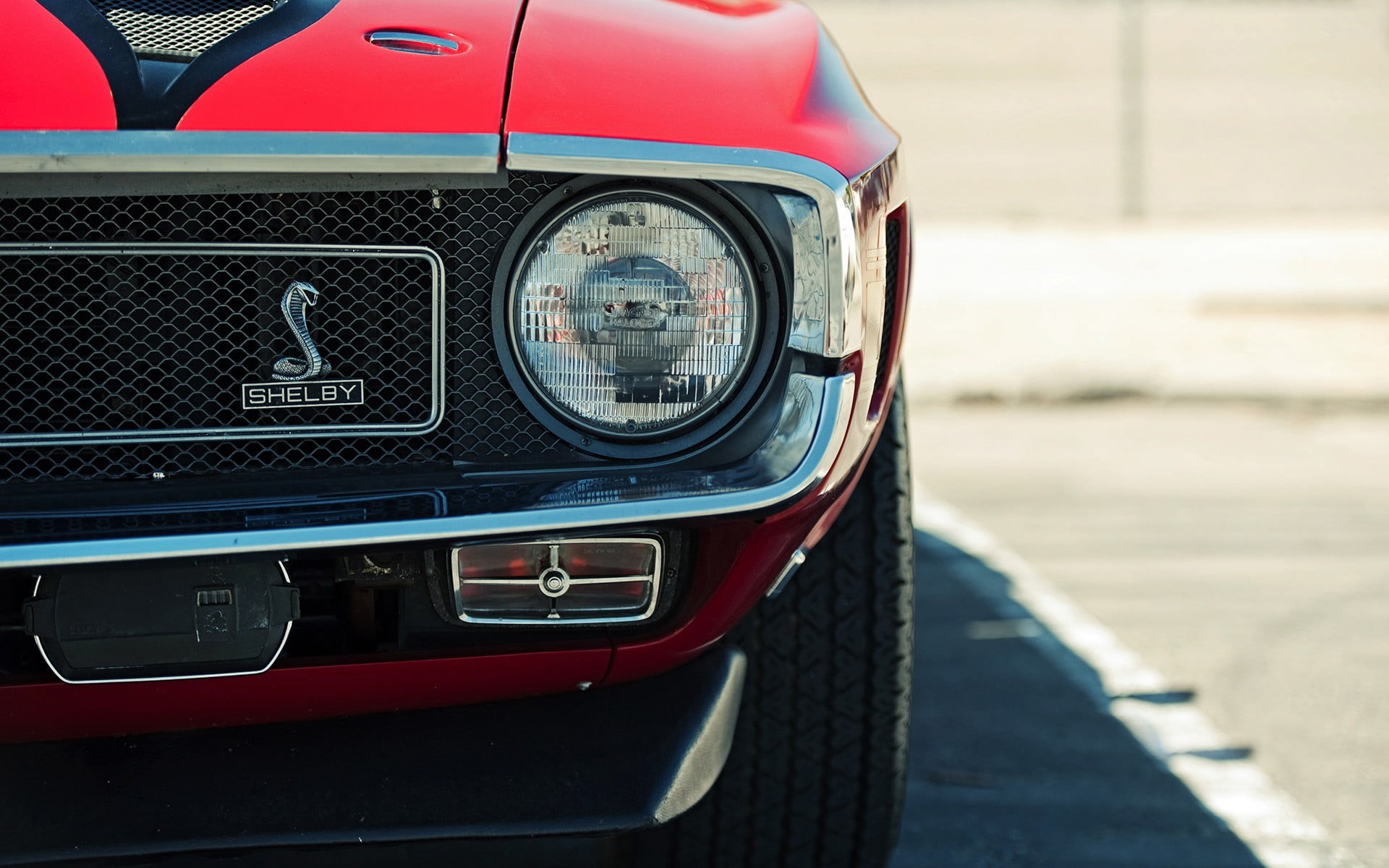 headlight, red, no people, blue, muscle cars, luxury, car, retro styled, transportation, shelby, Ford Mustang Shelby, city, ford, 1080P, stationary, day, HD Wallpaper