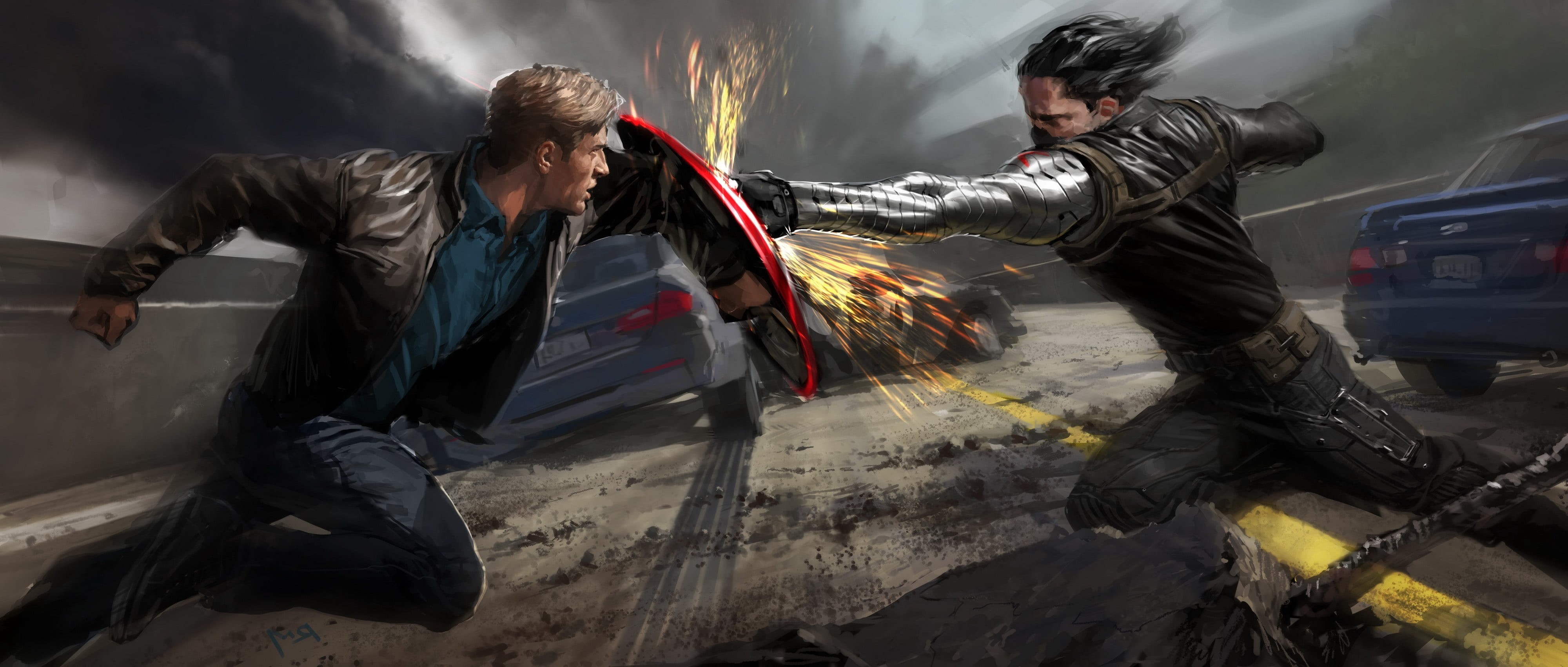activity, captain, males, Steve Rogers, one Person, art, Winter Soldier, The first avenger: the Other war, men, conflict, communication, 4K, cloud - sky, HD Wallpaper