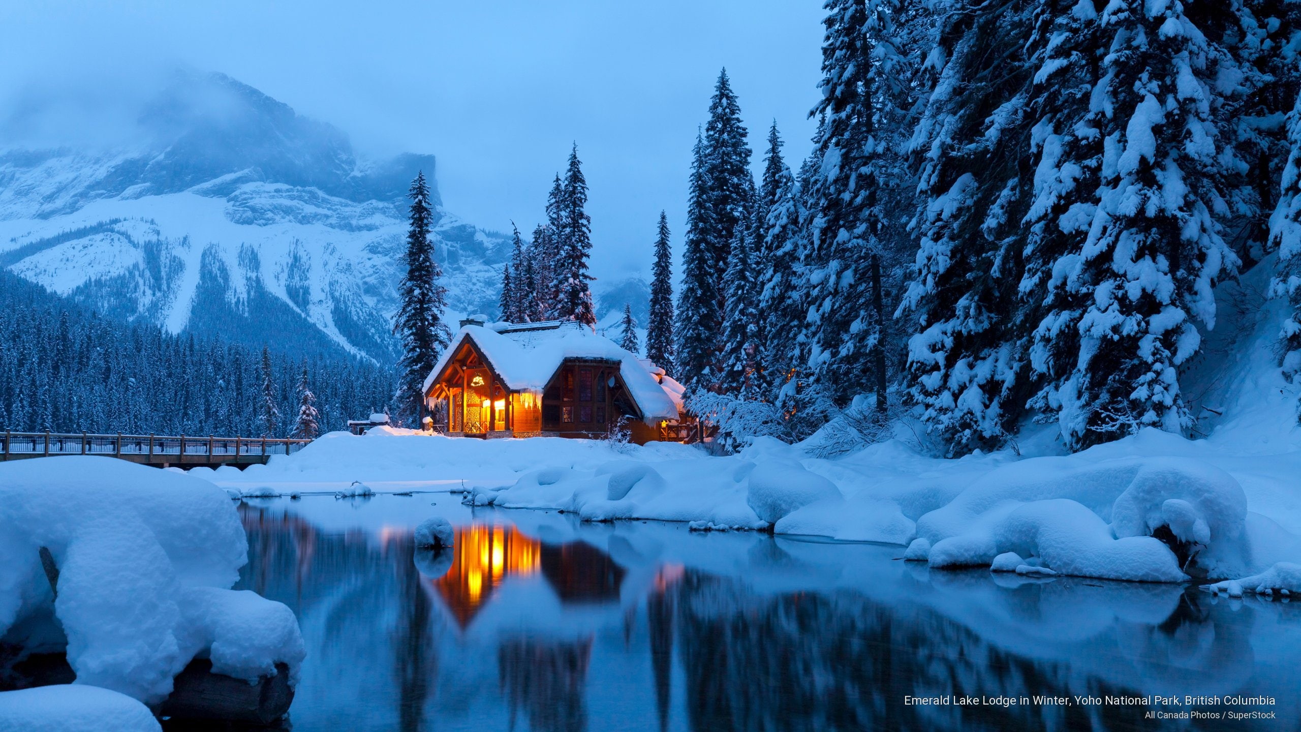 lodge, 2K, park, columbia, yoho, lake, national, Winter, british, emerald, HD Wallpaper