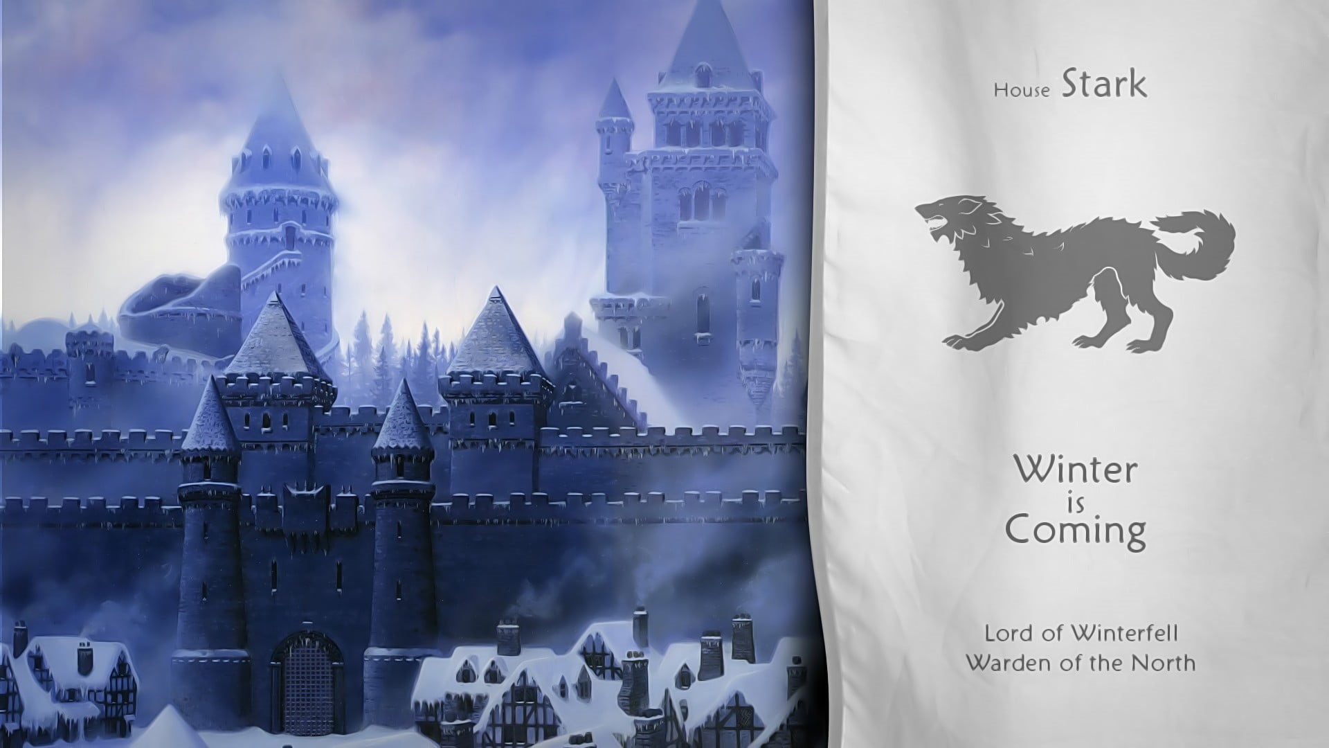 skyscraper, castle, poster, mammal, text, digital composite, human representation, architecture, stark, finance, sky, business, Winterfell, communication, HD Wallpaper