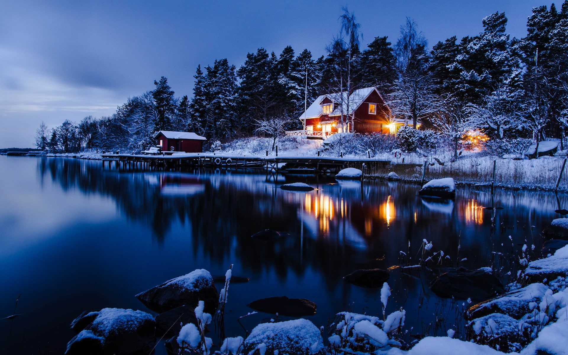 Winter, amezing night, nature, 1080P, 1920x1200, HD Wallpaper