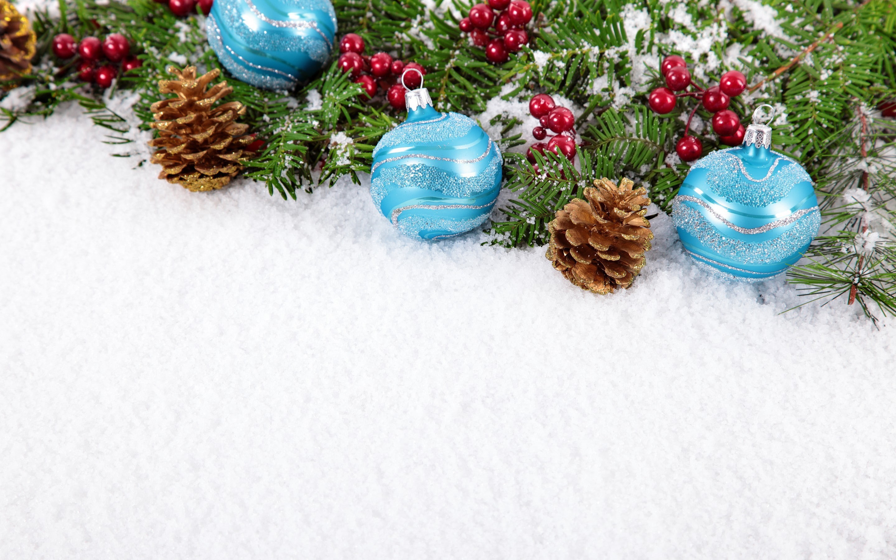 Merry, balls, new, decoration, teal, 2K, snow, Christmas, New Year, bauble, year, HD Wallpaper