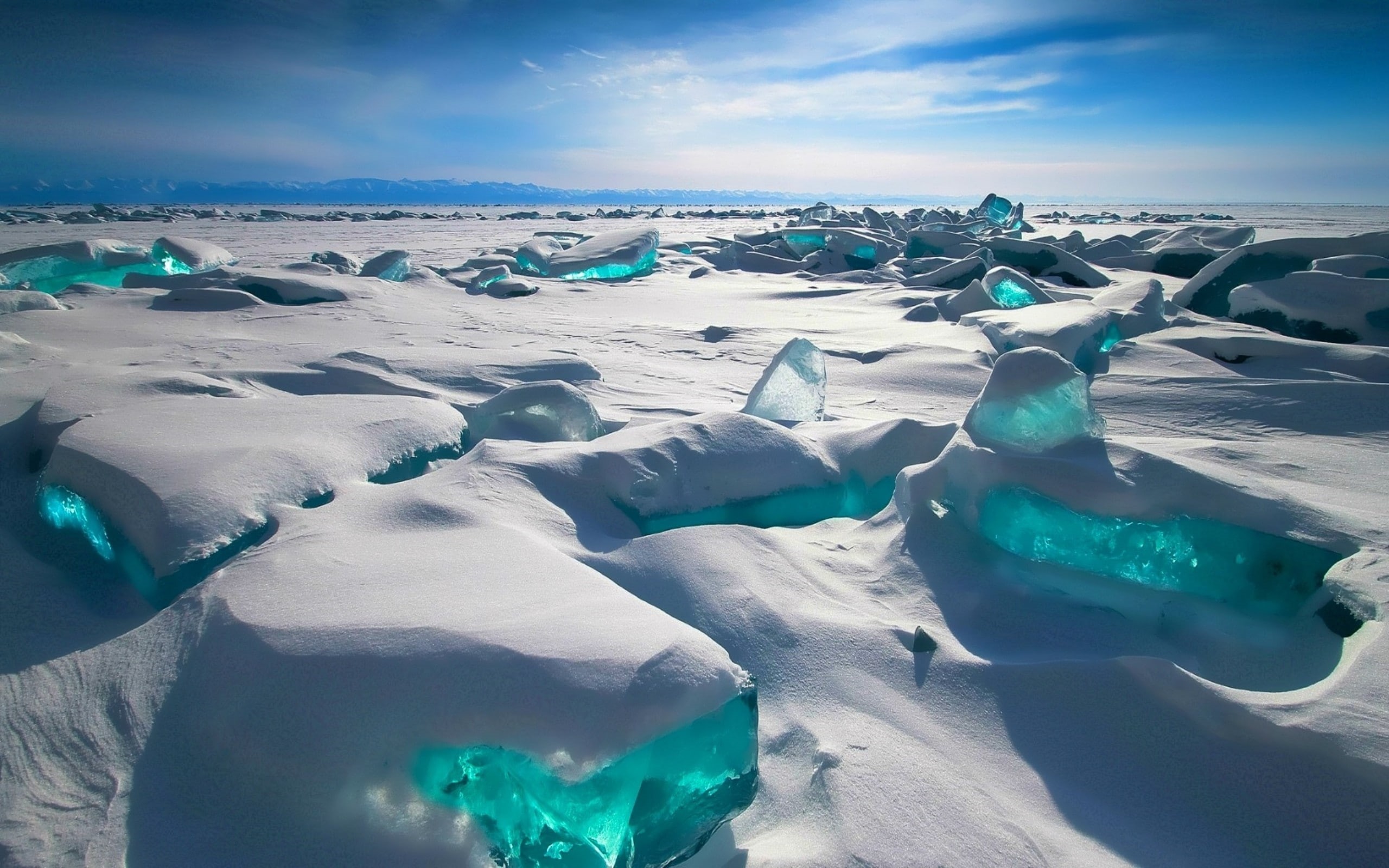 cyan, nature, 2K, snow, winter, landscape, ice, HD Wallpaper