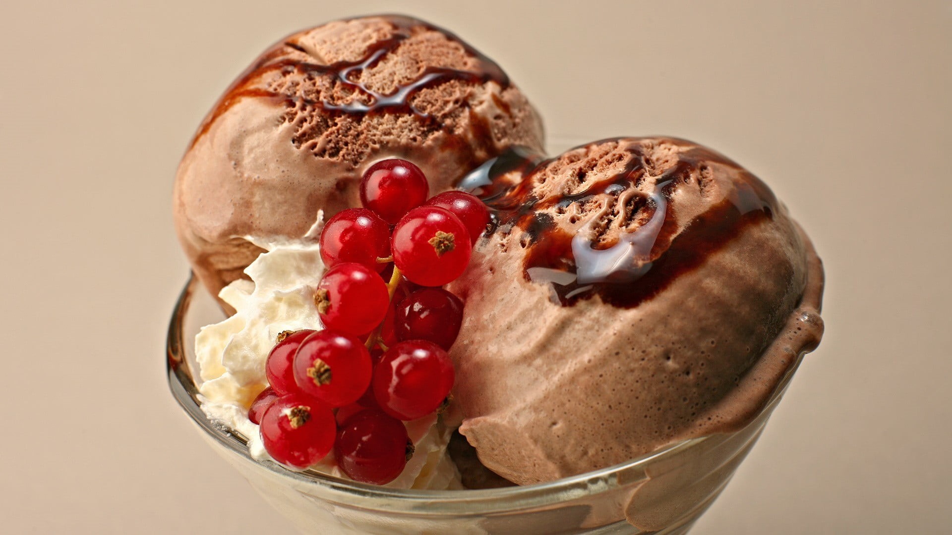 ice cream, dairy product, studio shot, food, ice, baked, cream, chocolate, colored background, 1080P, vanilla ice cream, sweet, cherry, red, food and drink, HD Wallpaper