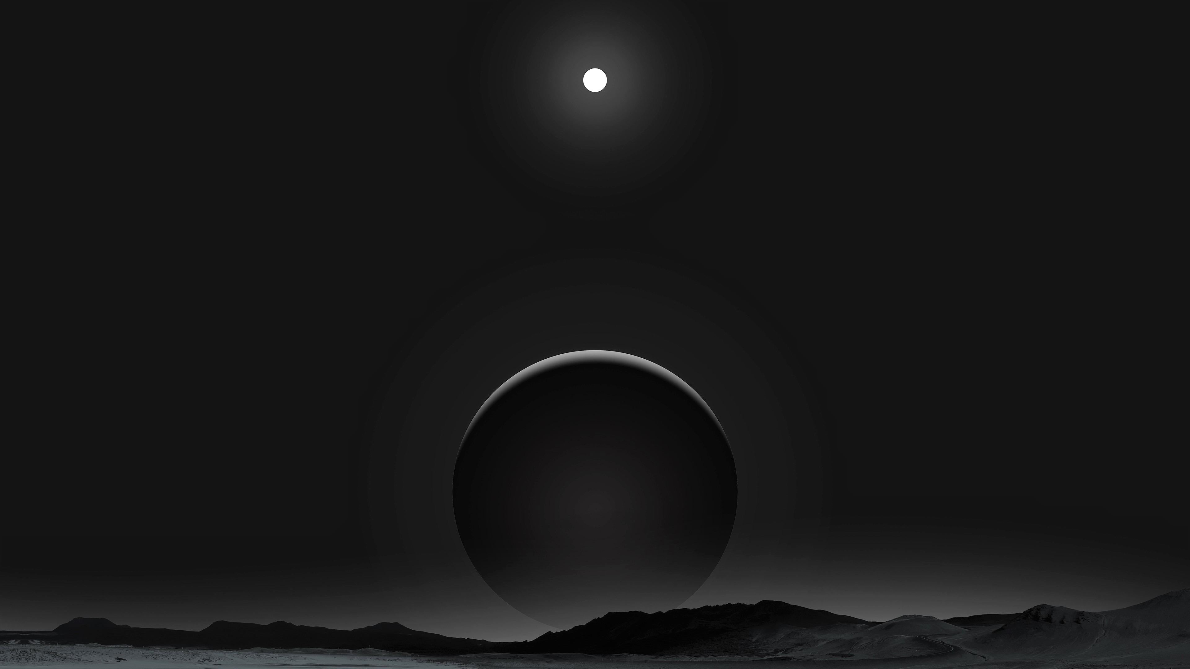 night, sky, no people, dark, copy space, darkness, fantasy art, beauty in nature, moonlight, moon, geometric shape, monochrome, nature, planet, astronomy, HD Wallpaper