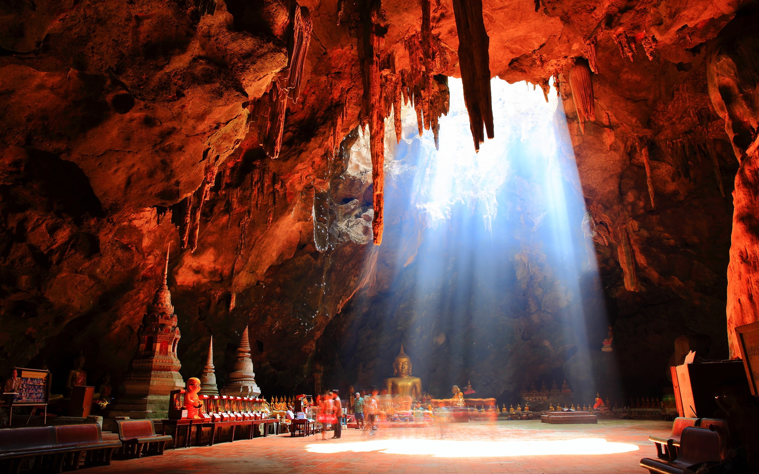 nature, gautama, statue, 2K, sunlight, cave, asian, buddha, hd, HD Wallpaper