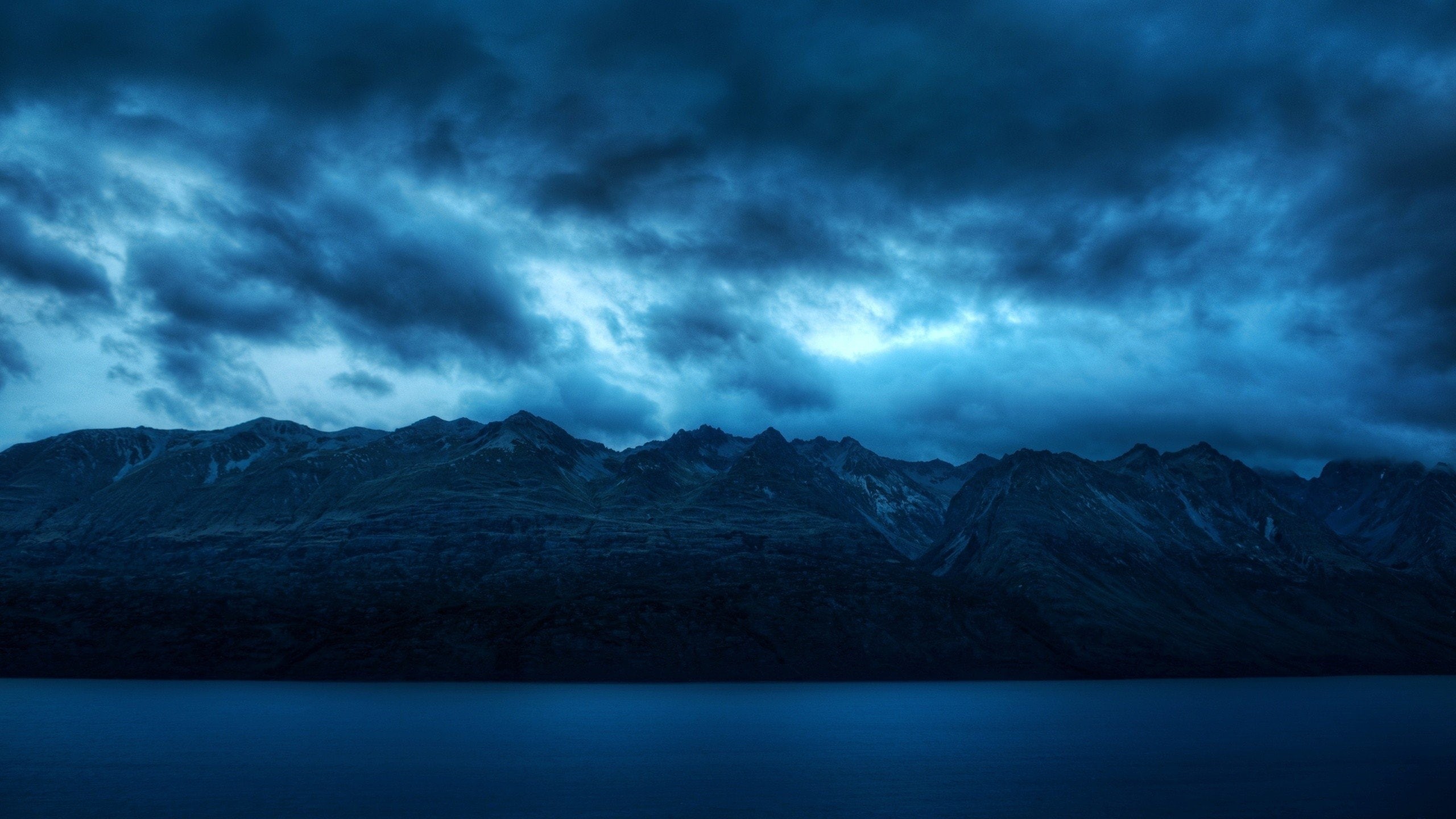 art, Blue, mountains, x, px, water, anime, 2K, hd, photography, hot, 2560x1440 px, HD Wallpaper