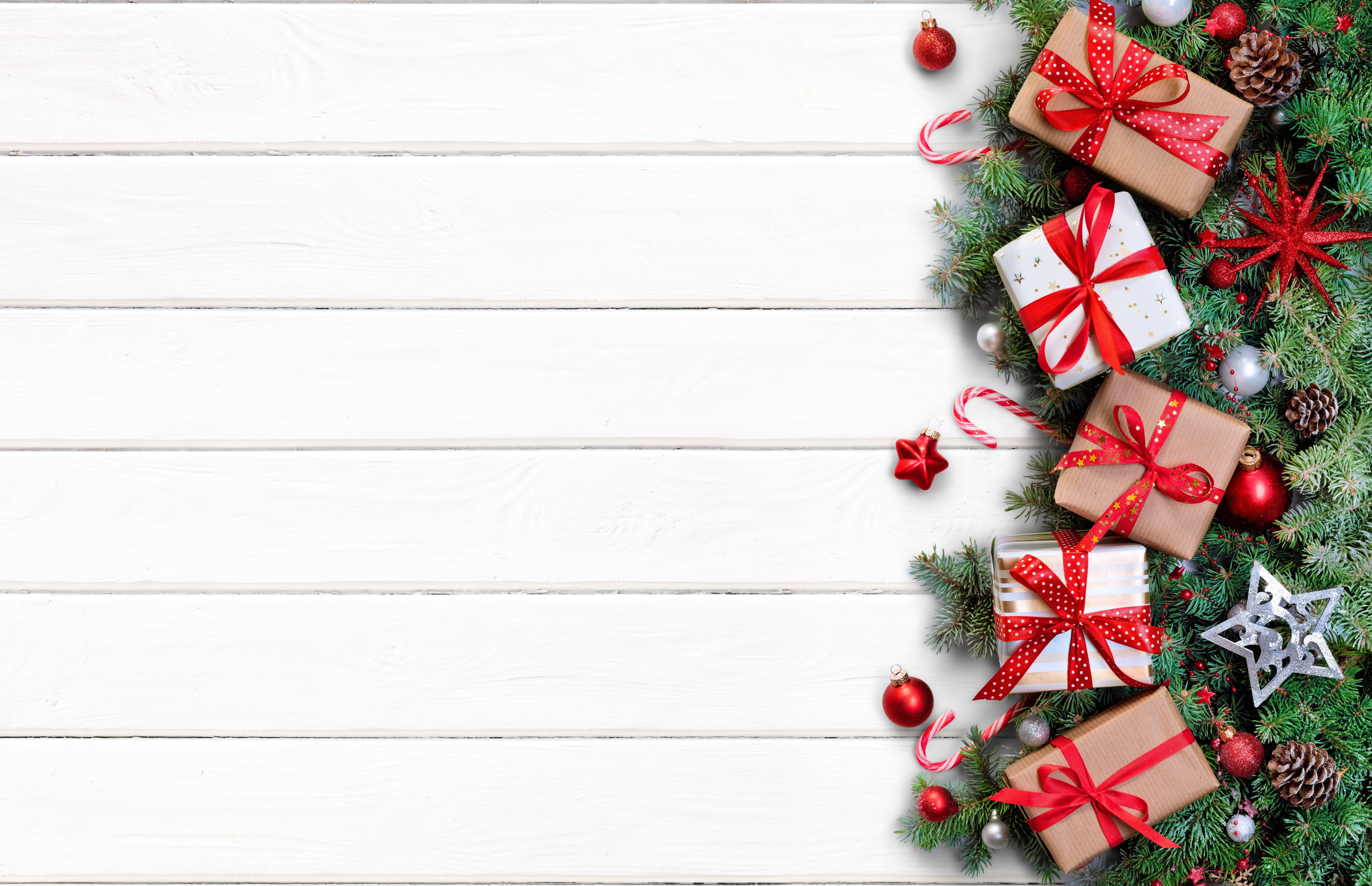 Christmas, wood, celebration, christmas Ornament, ornate, green Color, season, backgrounds, New Year, still life, high angle view, five, 5K, pattern, decorating, HD Wallpaper