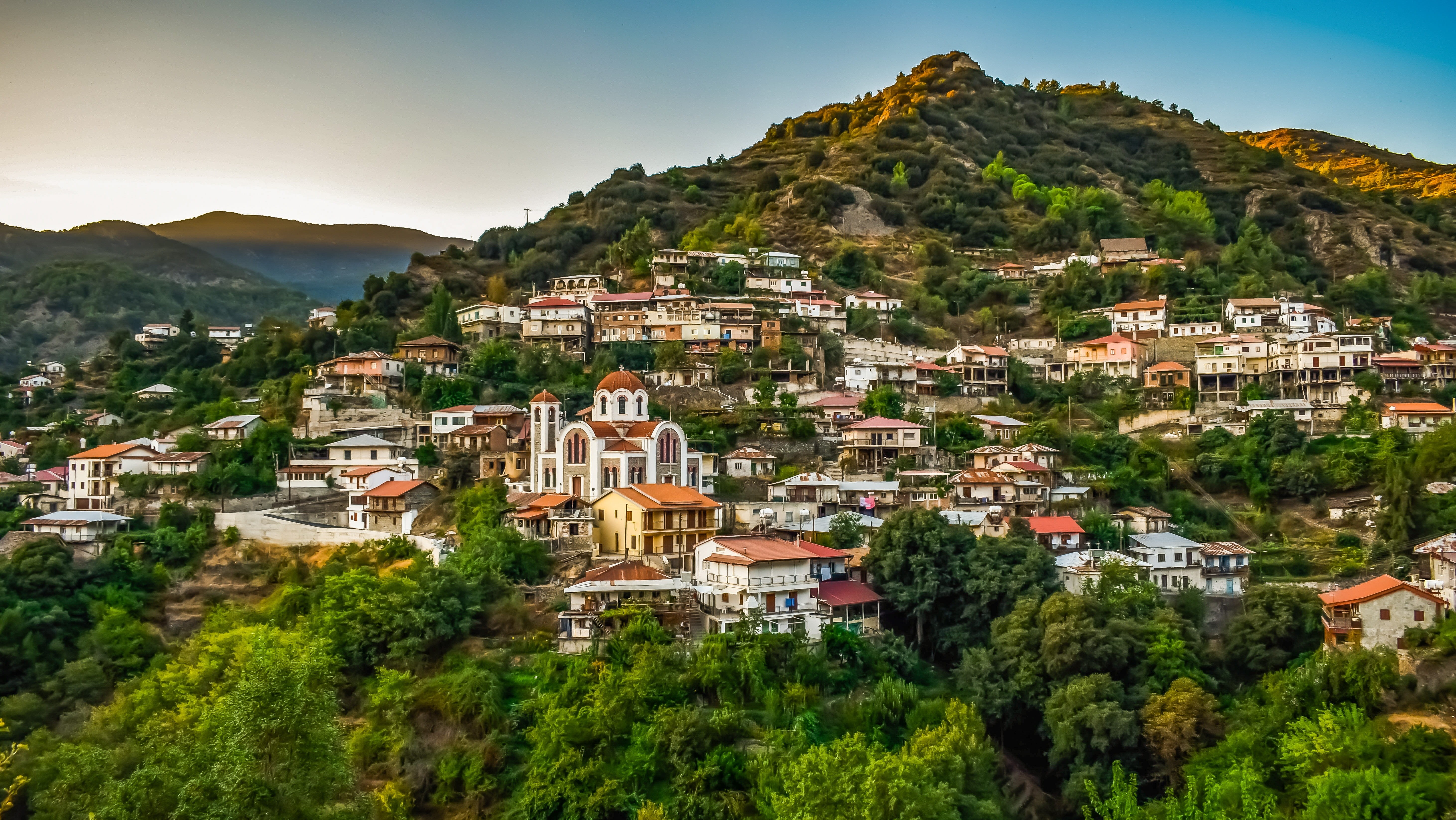 mountain, no people, nature, scenics - nature, panorama, tree, landscape, cyprus, morning, architecture, outdoors, troodos, residential district, mountain range, HD Wallpaper