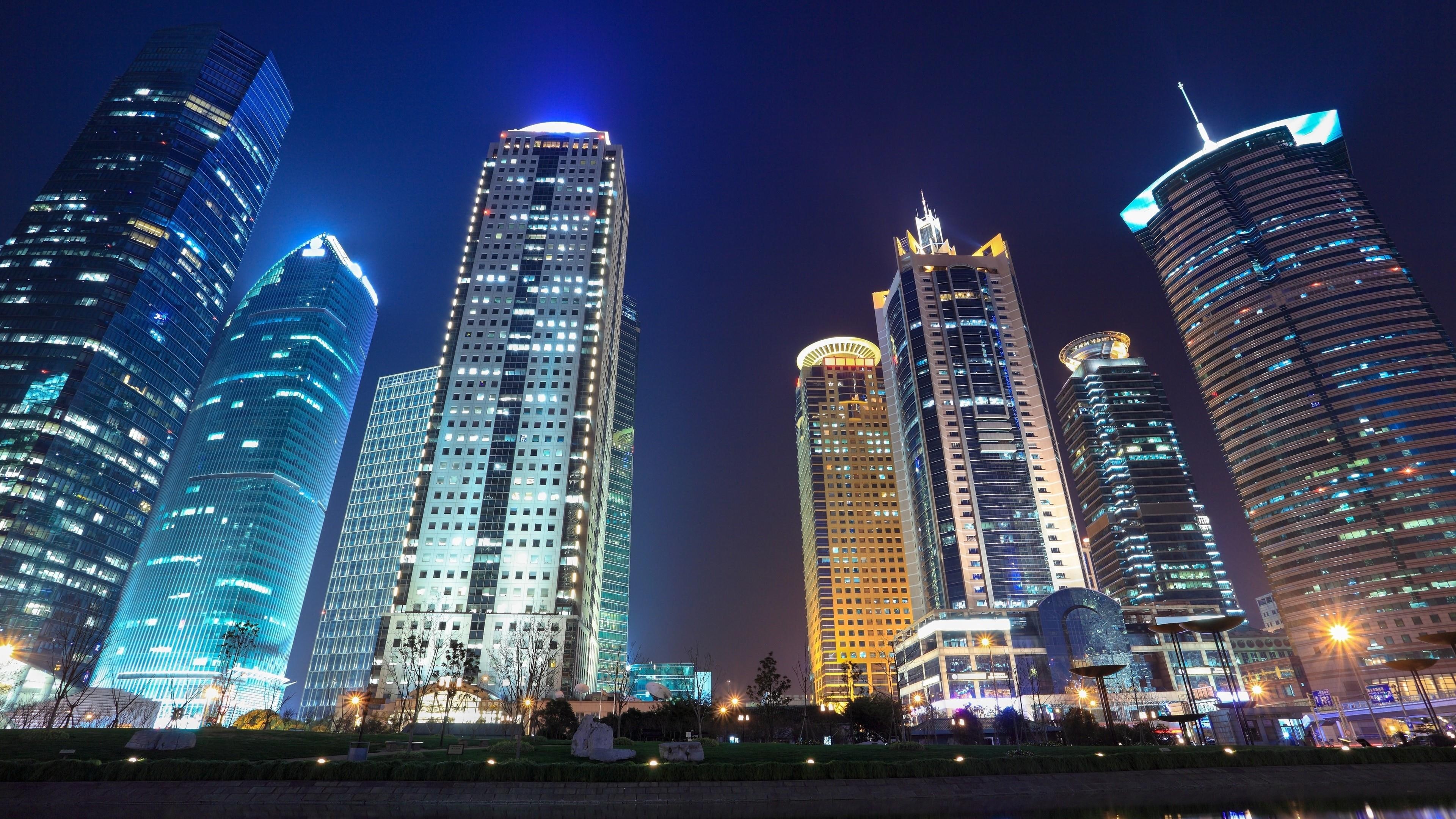 dubai, 4K, low angle, low angle view, uae, low angle photography, city lights, united arab emirates, HD Wallpaper