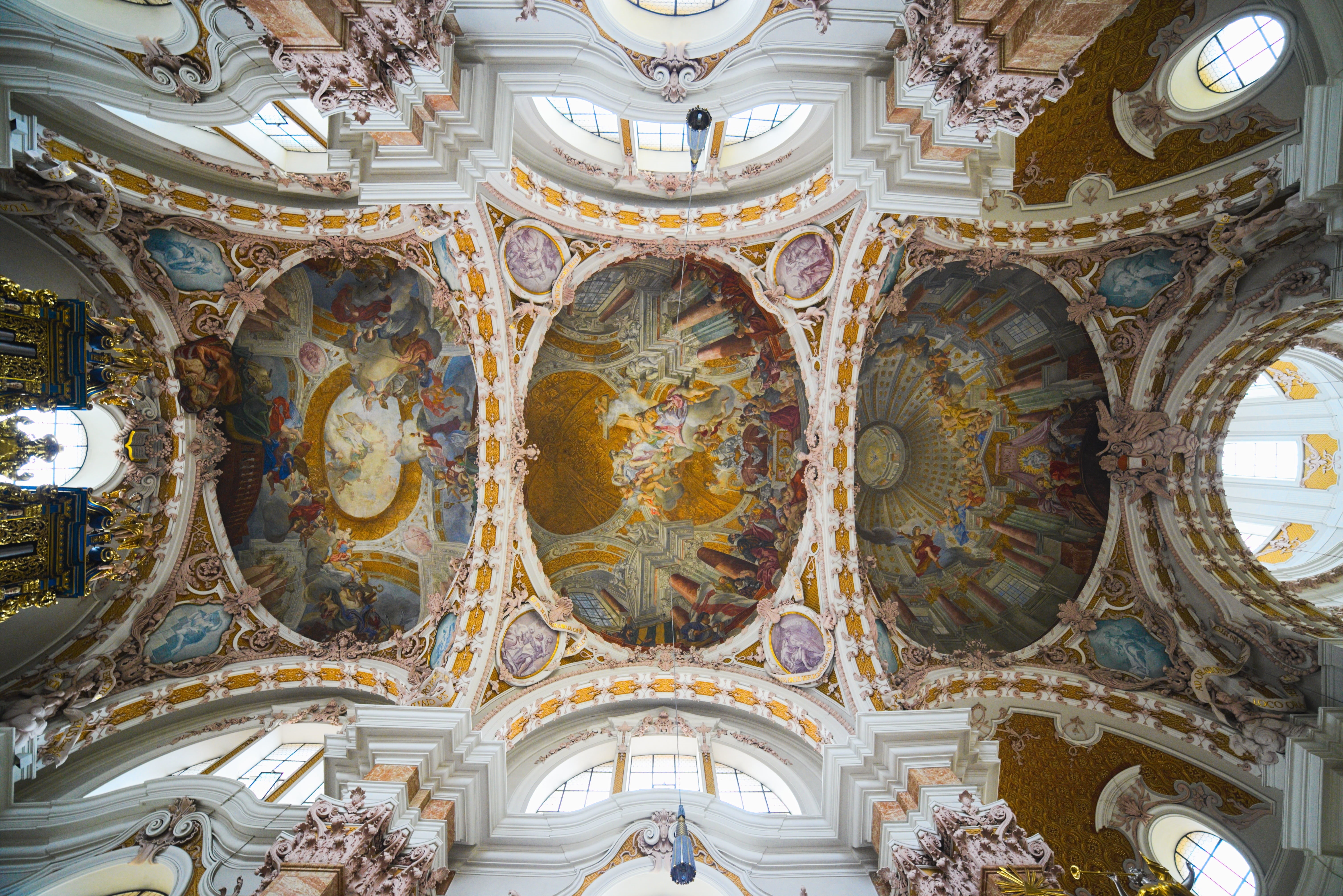 window, travel destinations, old, painting, baroque, mural, blanket, built structure, ornate, innsbruck, interior view, indoors, altar, dome, no people, HD Wallpaper