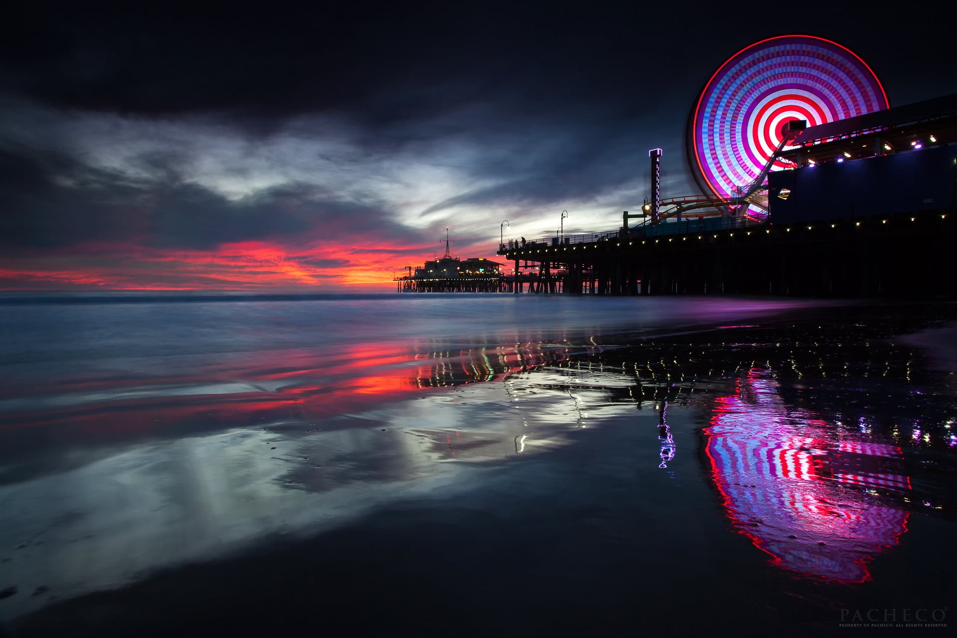 landscape, angle, images, Amusement Park, at night, Piers, Beaches, low, 1080P, pacheco  California, Santa Monica Pier, sea, memory, carnival, photographers, HD Wallpaper