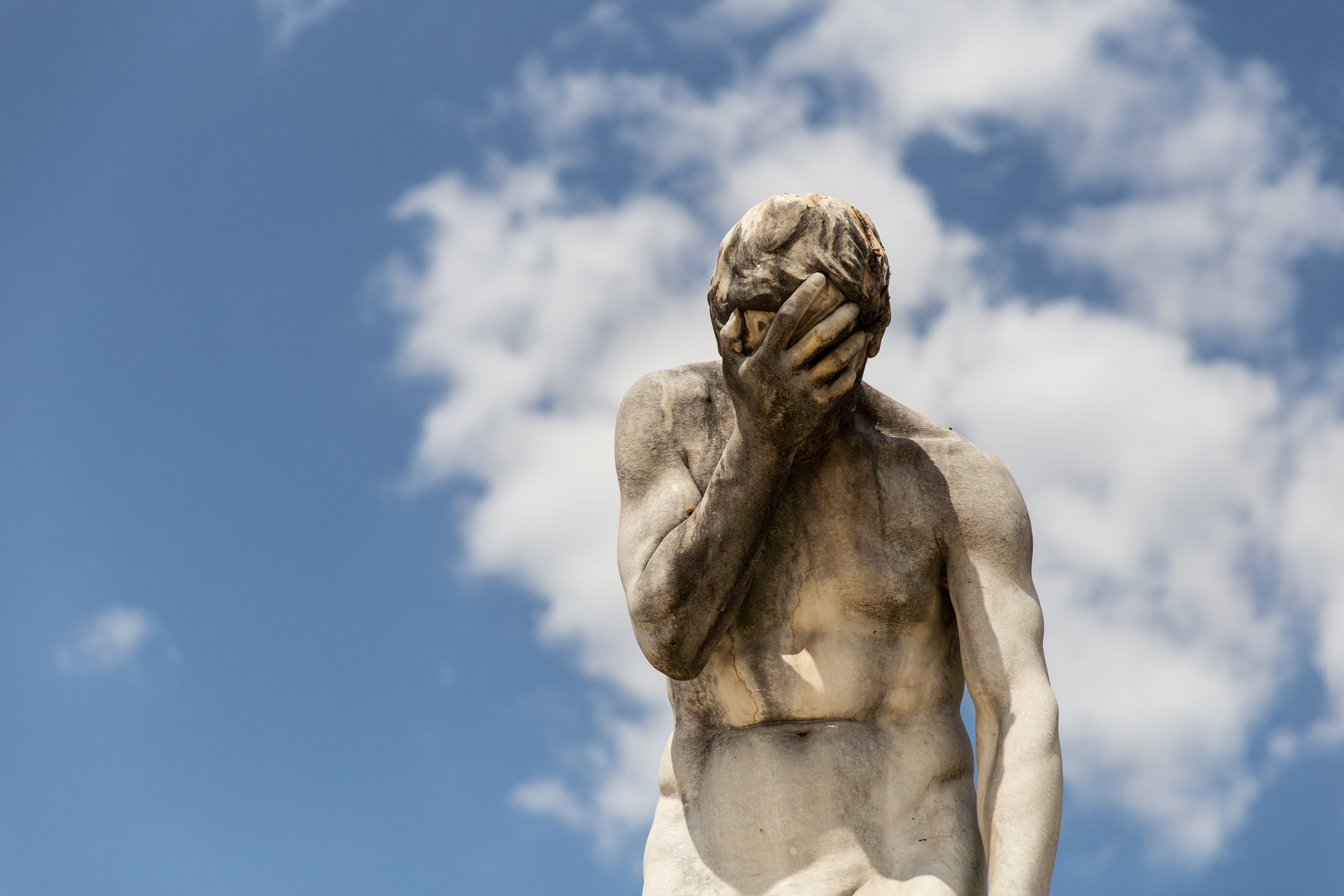 Paris, low angle view, statue, religion, monument, creativity, Facepalm, nature, art, 4K, history, fine art statue, the past, craft, paris, human representation, HD Wallpaper