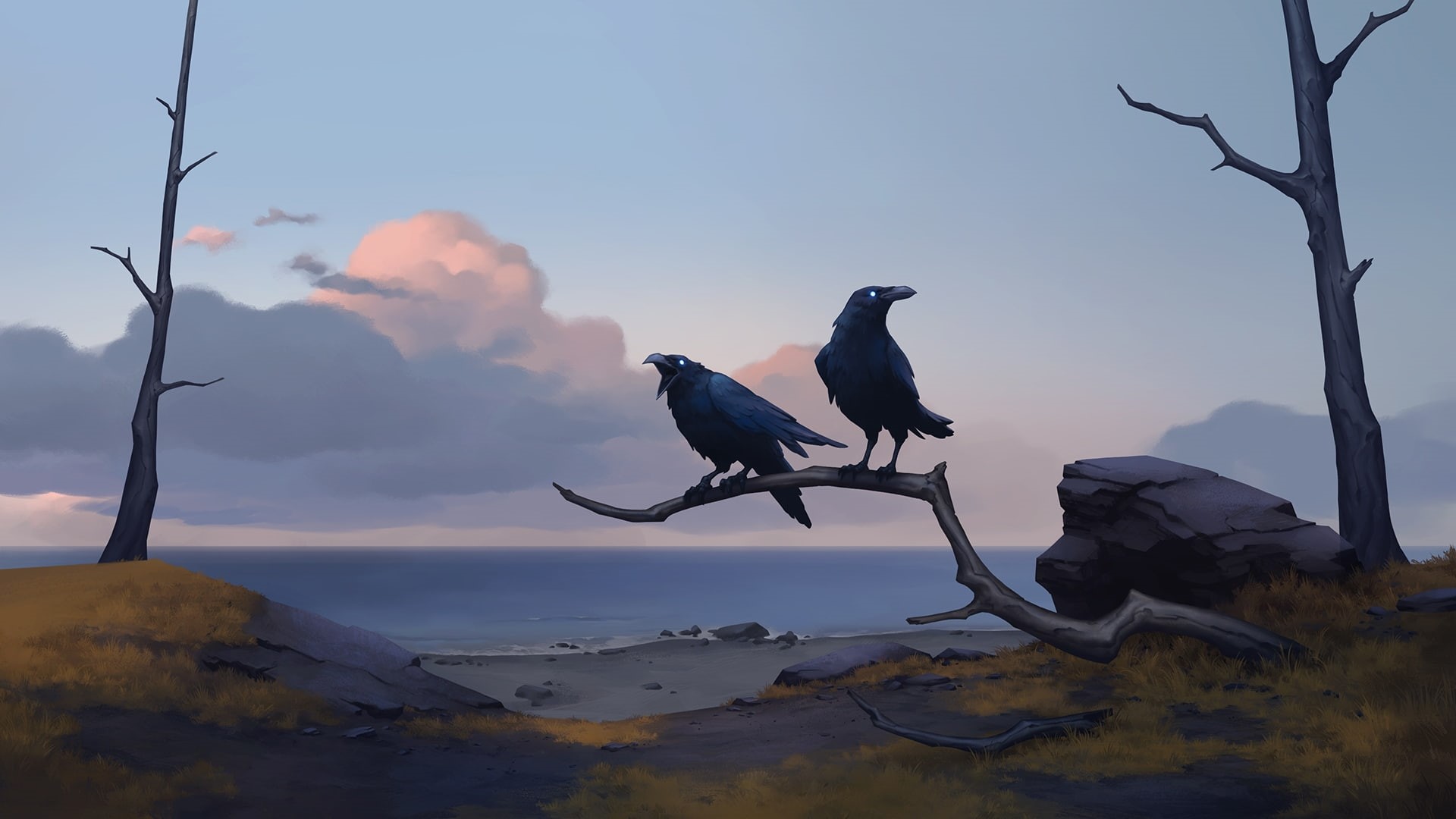 vertebrate, nature, scenics - nature, animal wildlife, one animal, full length, sky, clouds, tree, bird, artwork, animal, perching, animals in the wild, HD Wallpaper