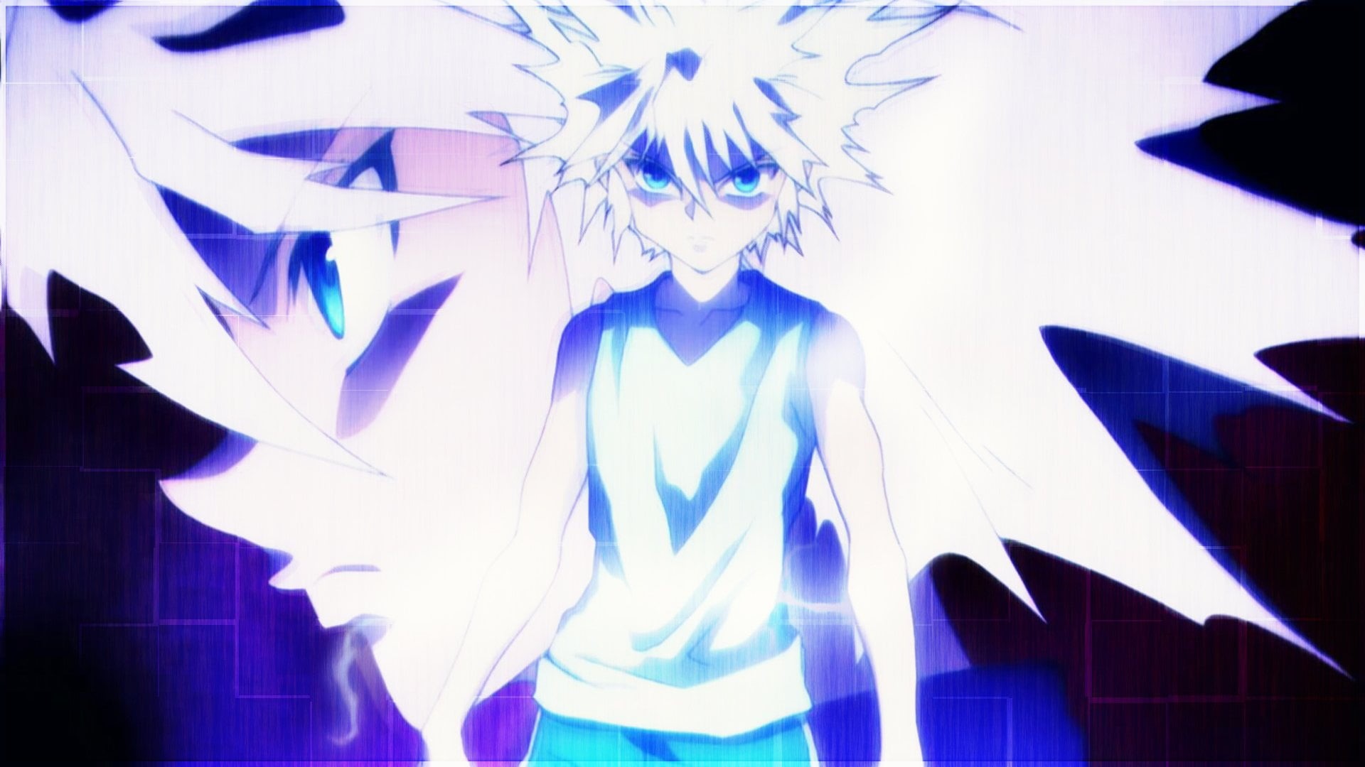 festival, Hunter x Hunter, killua, women, looking at camera, digital, Anime, real people, blue, unrecognizable person, x, one person, 1080P, hunter, hairstyle, HD Wallpaper