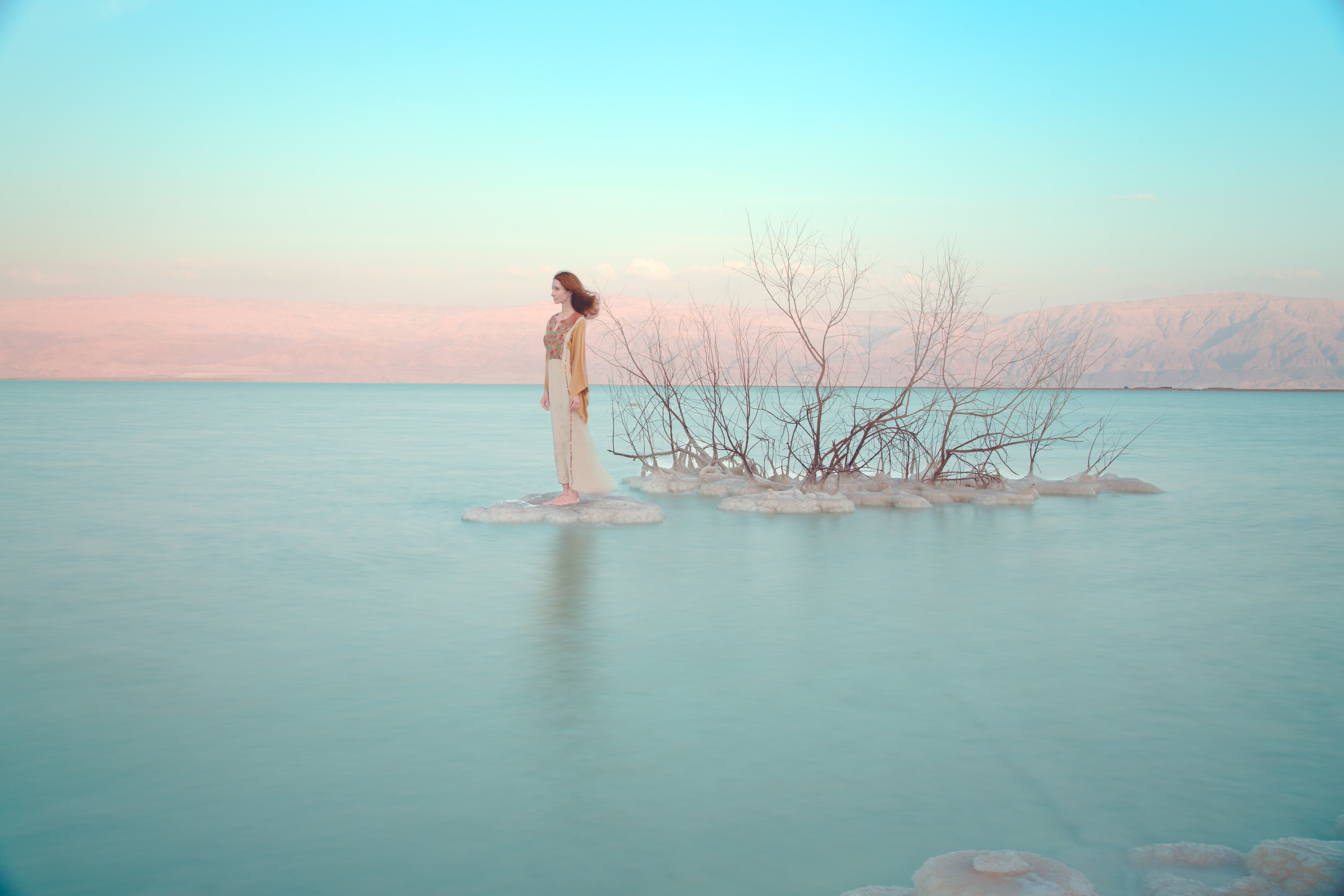 tranquil Scene, outdoors, sea, relaxation, beautiful, girl, side view, females, enjoyment, standing, sky, harmony, summer, freedom, lake, young Adult, leisure Activity, HD Wallpaper