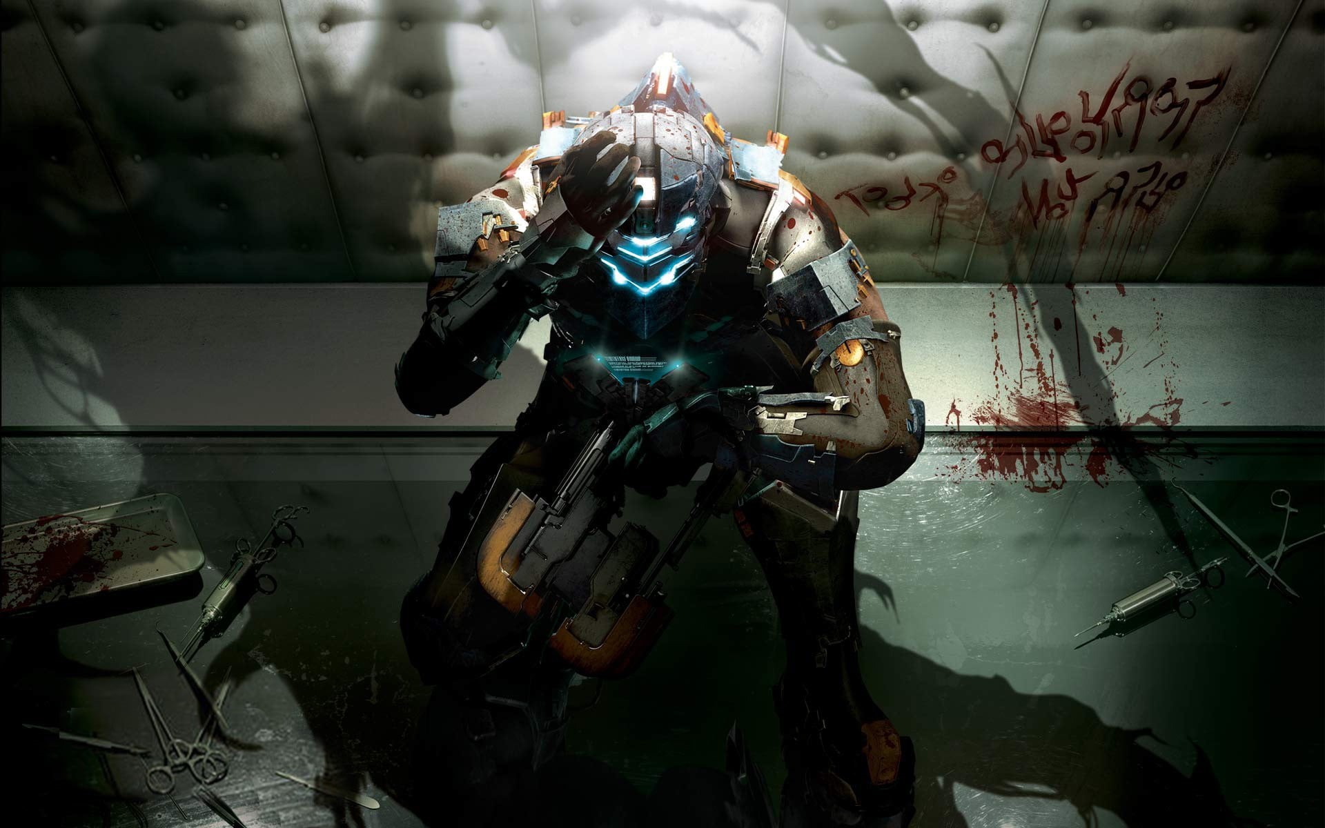 day, headwear, machinery, dead, military, government, security, one person, video games, protection, protagonist, Dead Space, blood, 1080P, HD Wallpaper