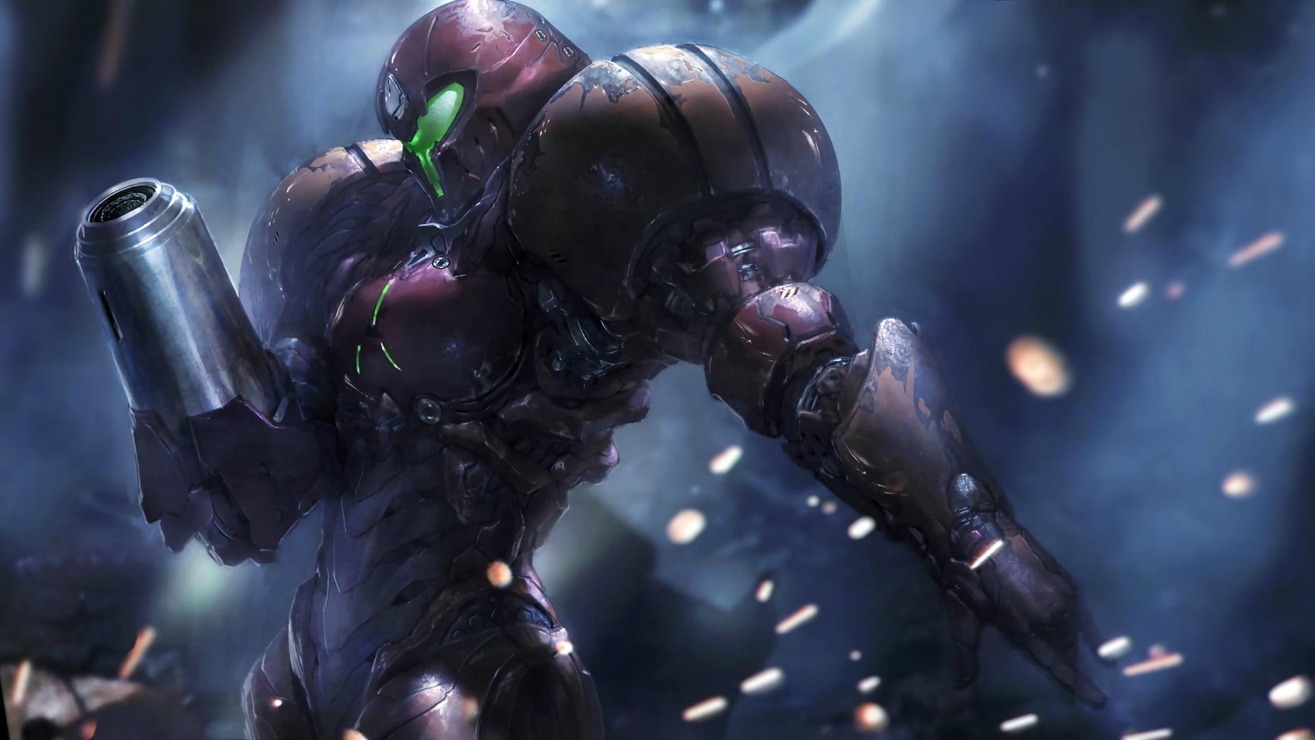 night, Metroid, Samus Aran, digital, men, sport, security, one person, robot, technology, holding, armed forces, government, young adult, military, HD Wallpaper