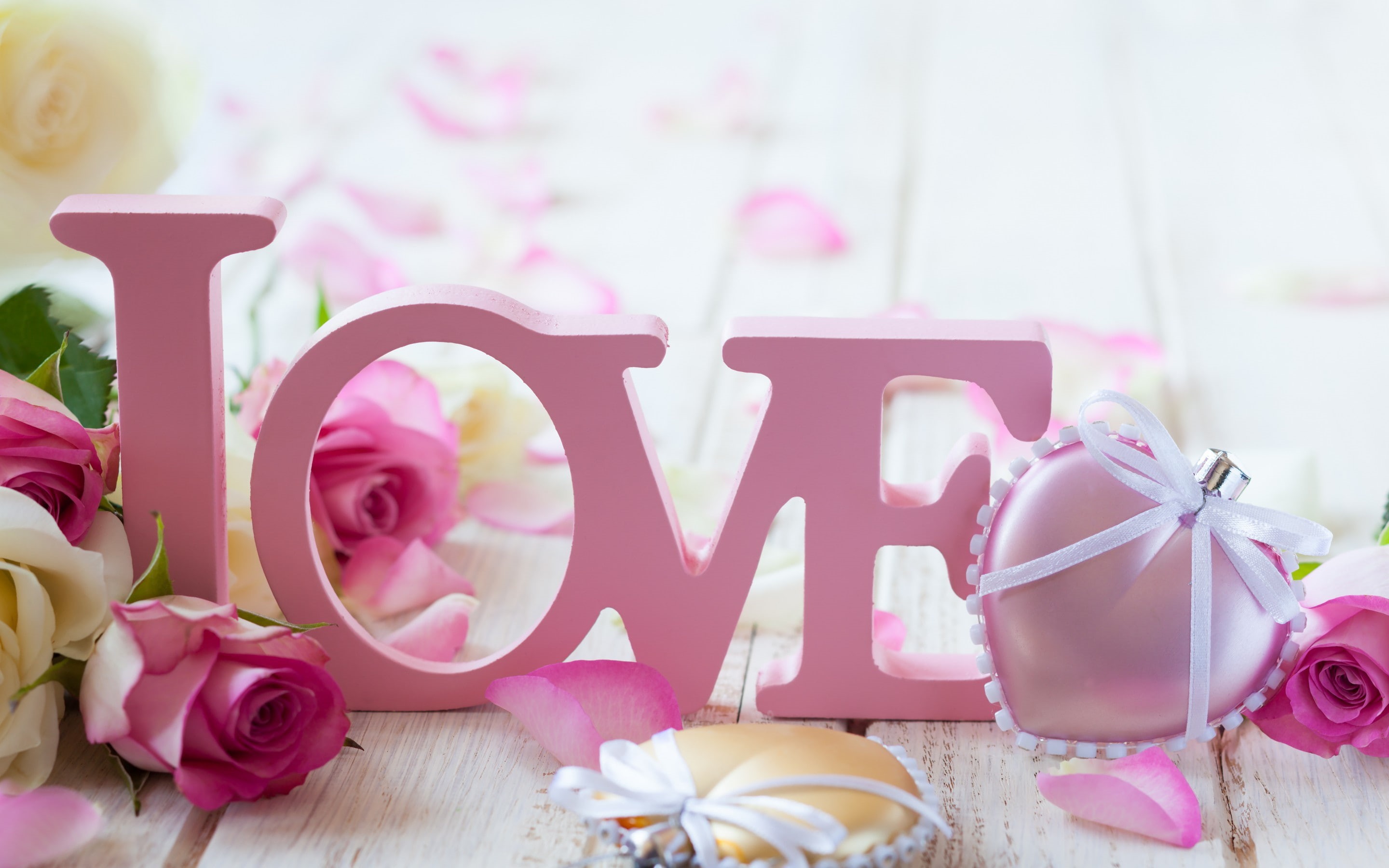 flowers, roses, Love, valentines day, decor, 2K, HD Wallpaper