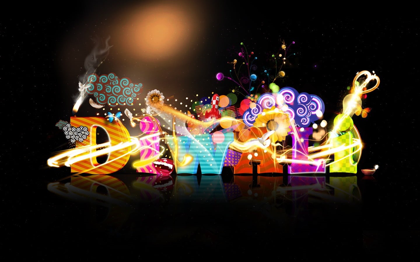 light - natural phenomenon, 720P, illustration, multi colored, night, black background, Diwali, no people, illuminated, performance, festival, studio shot, HD Wallpaper