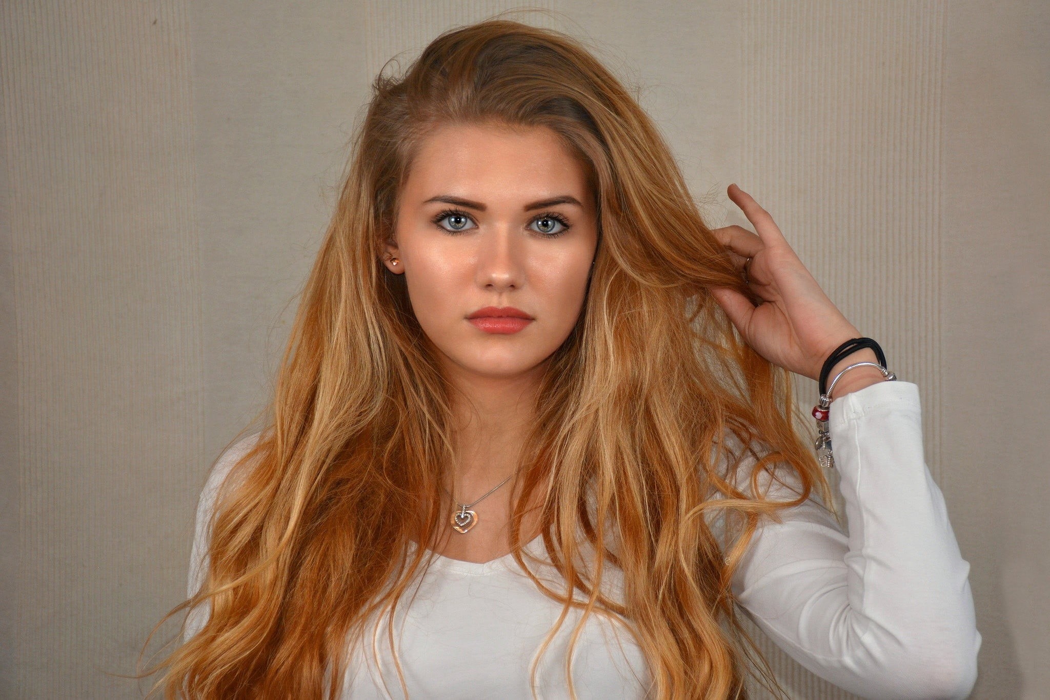 long hair, beautiful people, young adult, face, looking at camera, headshot, hairstyle, model, portrait, indoors, fashion, front view, beautiful woman, HD Wallpaper