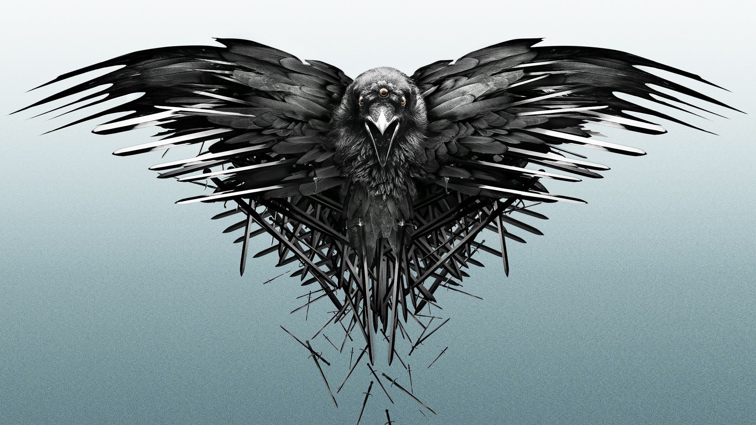 black Color, carnivore, symbol, animal wildlife, clear sky, outdoors, sky, 2K, Game of Thrones, bird, day, low angle view, animal themes, one animal, raven, HD Wallpaper