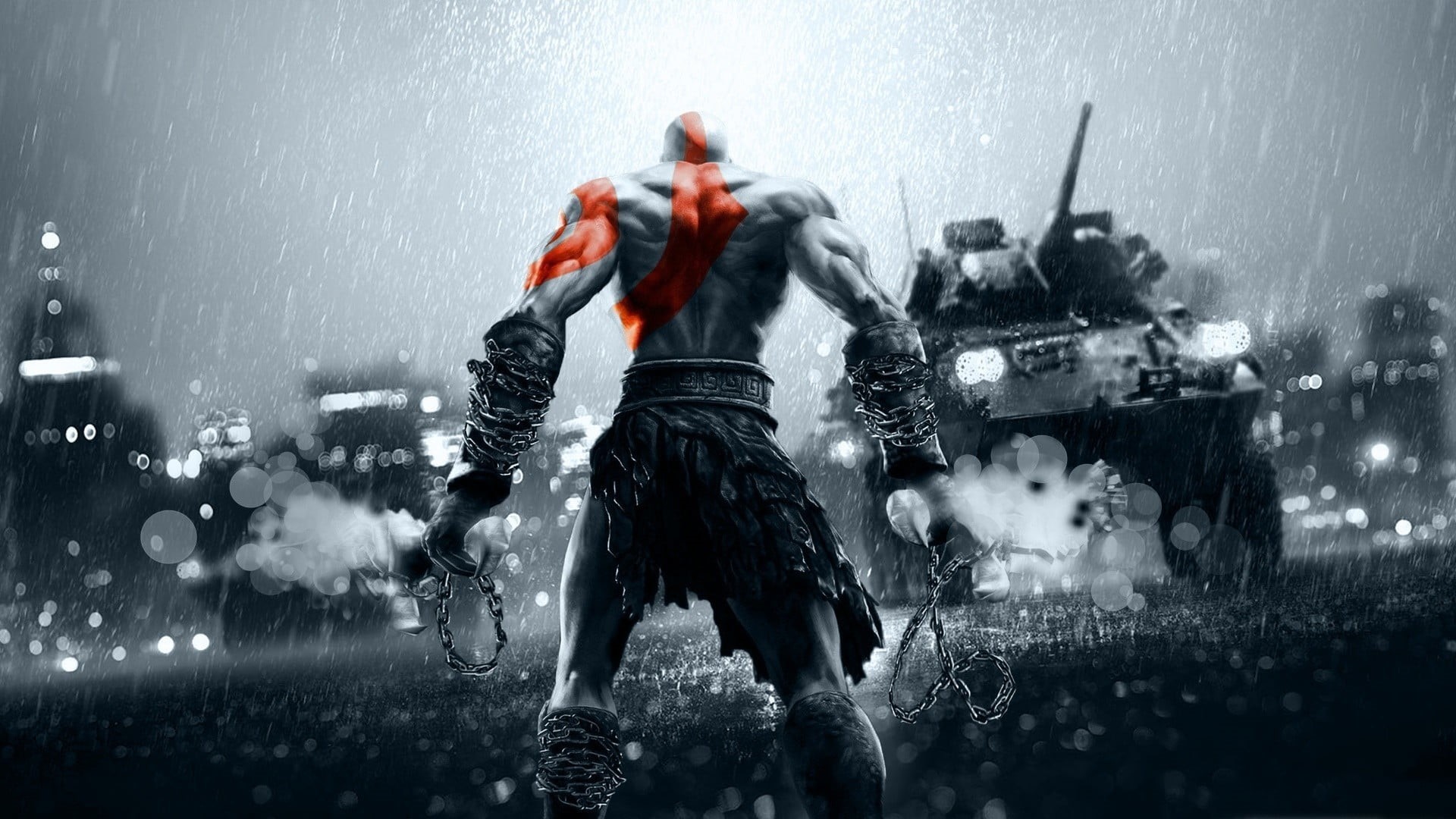 clothing, crossover, strong, moder was, adult, action, hero, God of War, China, Kratos, drop, montage, motion, Battlefield, 1080P, headwear, activity, HD Wallpaper