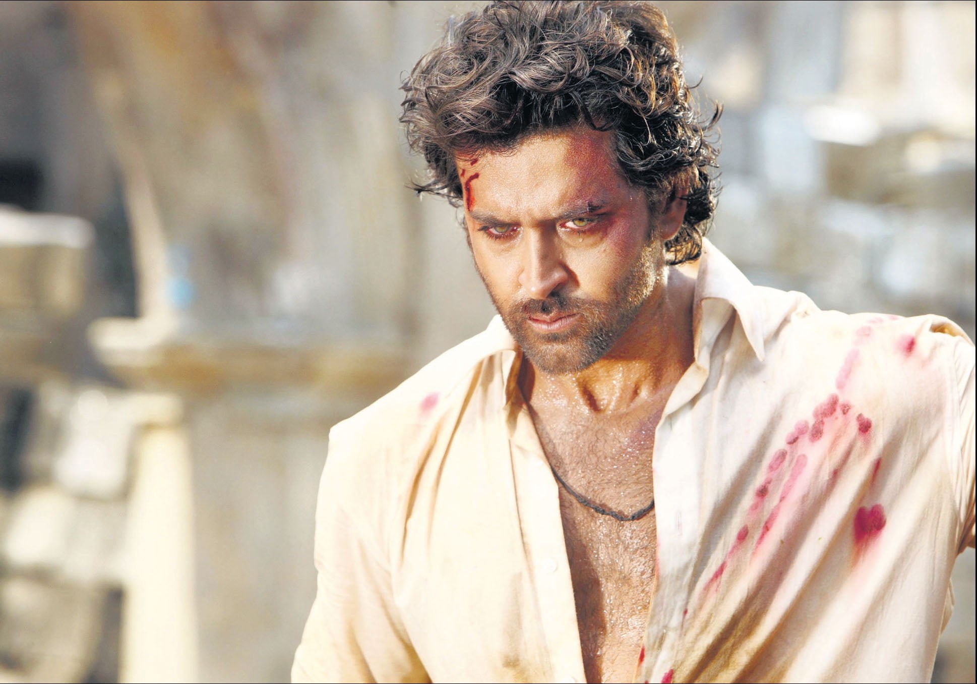 hairstyle, 1080P, agneepath, headshot, agneepath 2012, beige, front view, contemplation, men, adult, s, day, looking down, top, serious, one person, portrait, HD Wallpaper