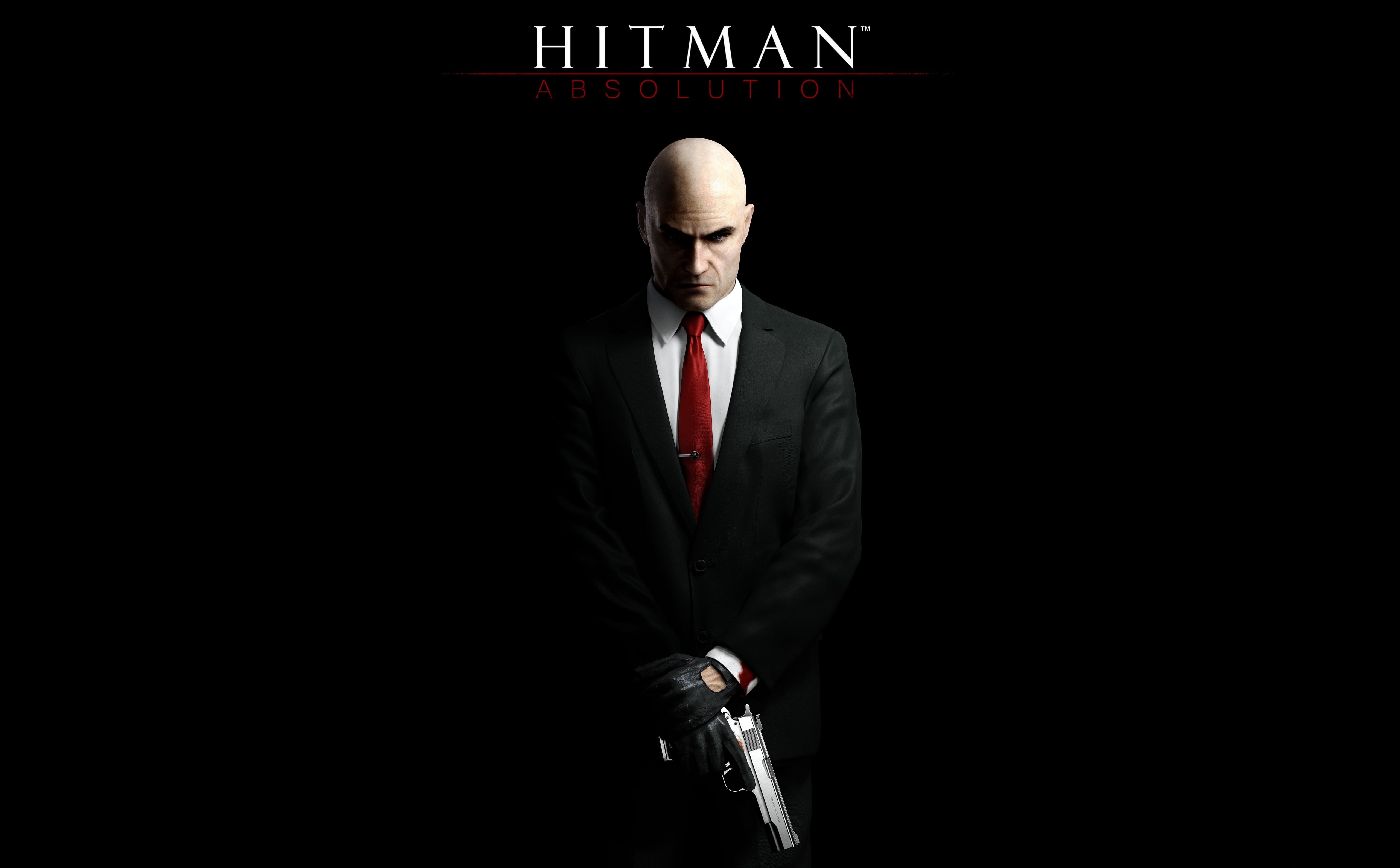 one person, adult, red, males, men, suit, business person, black background, Hitman, businessman, well-dressed, Absolution, front view, video game, HD Wallpaper