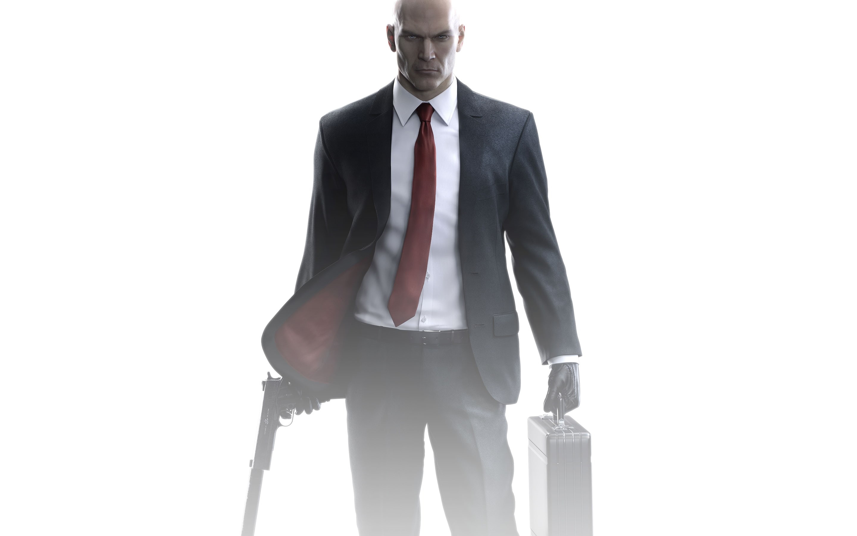 muffler, case, Square Enix, killer, look, tie, 2K, Agent, costume, jacket, weapons, Silver baller, Hitman, bald, IO Interactive, gun, HD Wallpaper