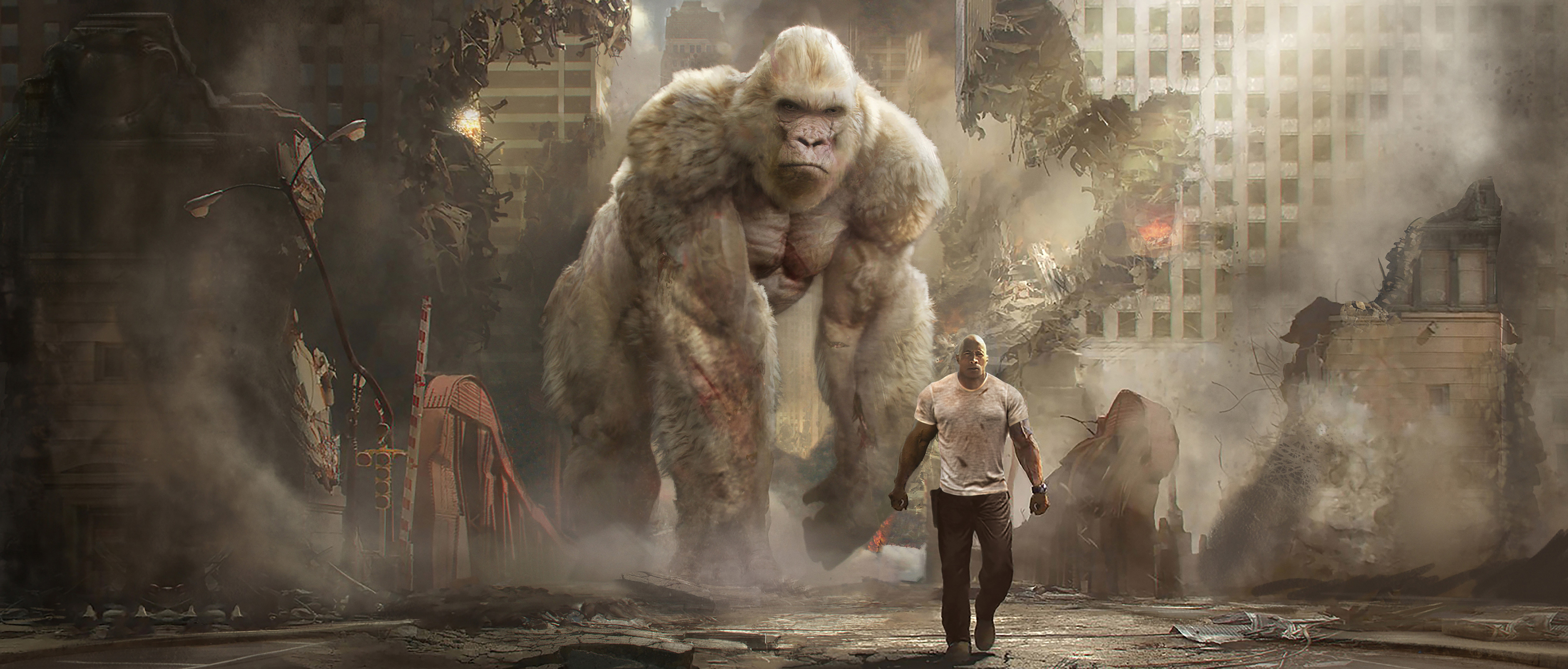 Rampage, johnson, Dwayne Johnson, dwayne, kong, king, 2018, 5K, HD Wallpaper