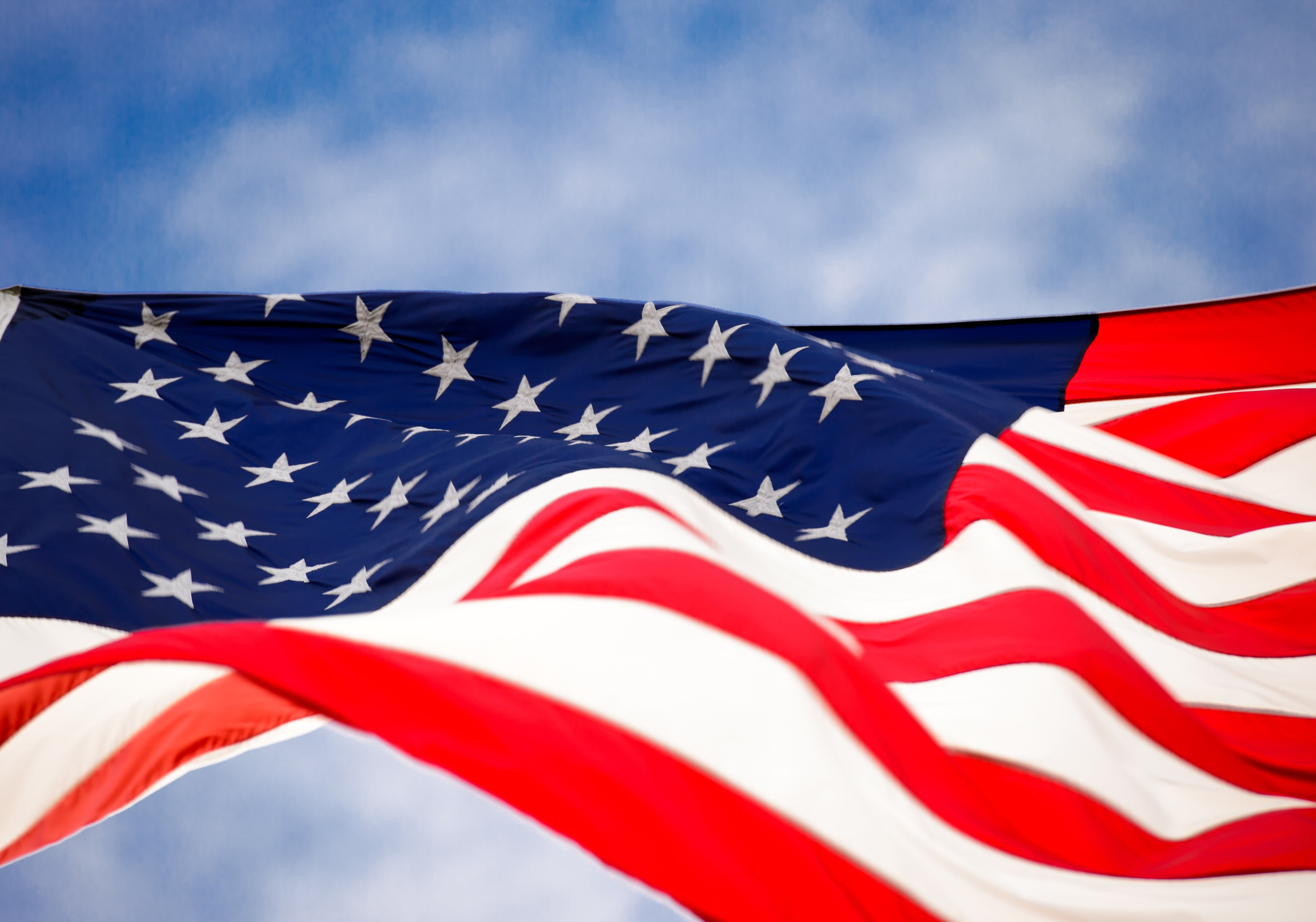 low, july, holiday, star shape, waving, stripes, united, national icon, u, white, striped, proud, cloud - sky, nation, environment, democracy, sky, fourth, HD Wallpaper