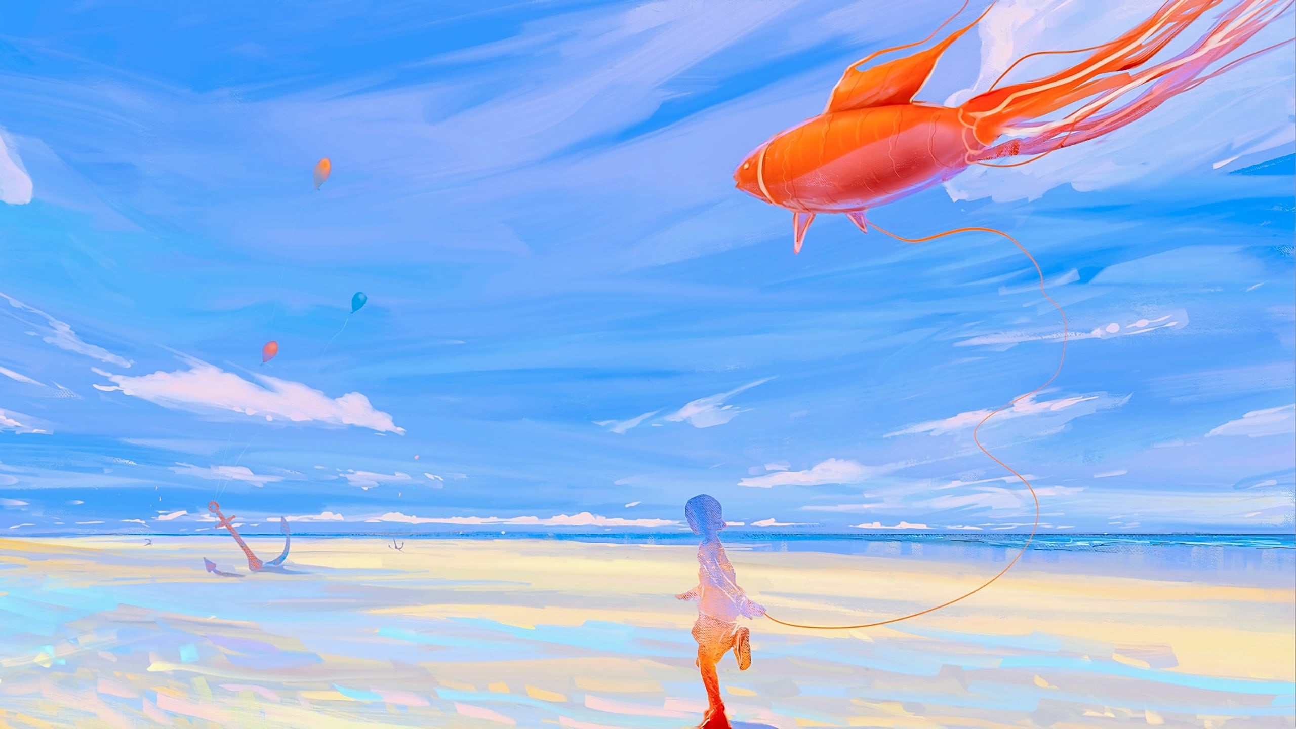 digital composite, fantasy, real people, one person, vara, sea, lifestyles, cloud, hangmoon, water, nature, luminos, beauty in nature, orange color, summer, HD Wallpaper