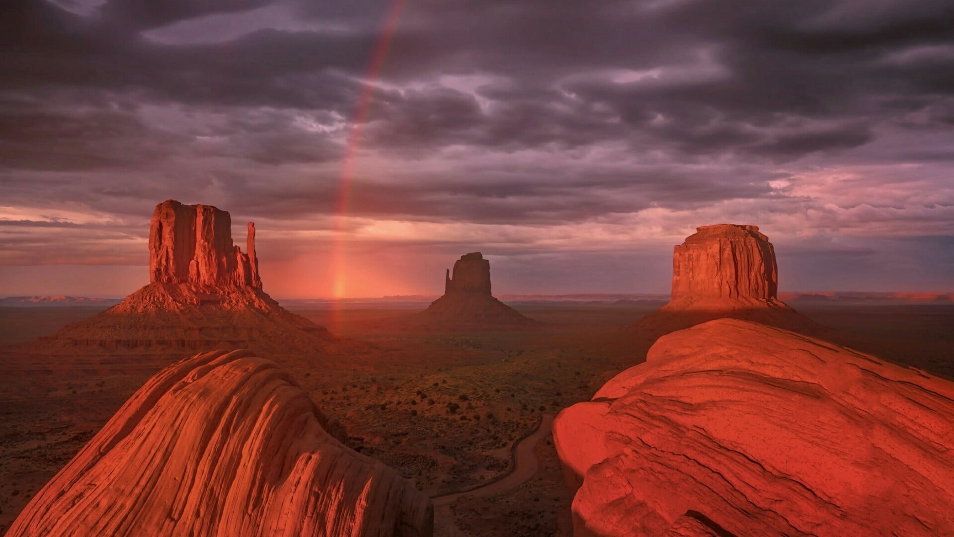 landscape, butte, cloud, beauty in nature, united states, nature, mitten, monument valley, sunset, sandstone, sun, dramatic sky, desert, colorado plateau, HD Wallpaper