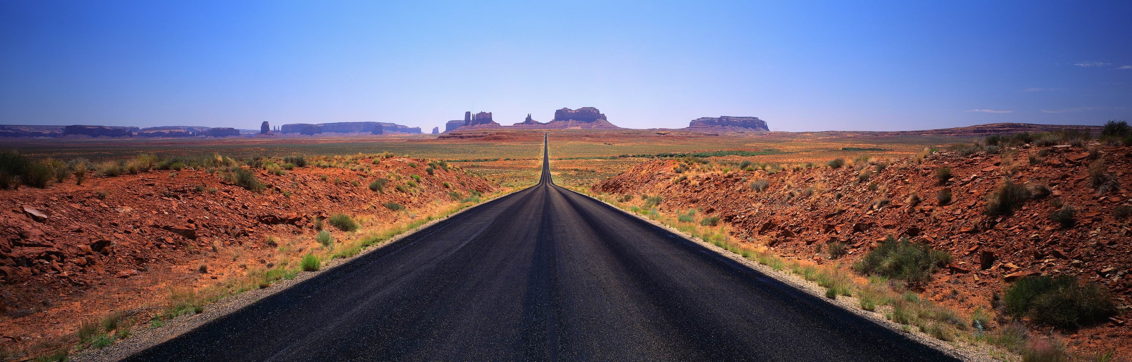 highway, no people, road trip, clear sky, transportation, journey, scenics - nature, Monument Valley, environment, desert, the way forward, land, outdoors, HD Wallpaper