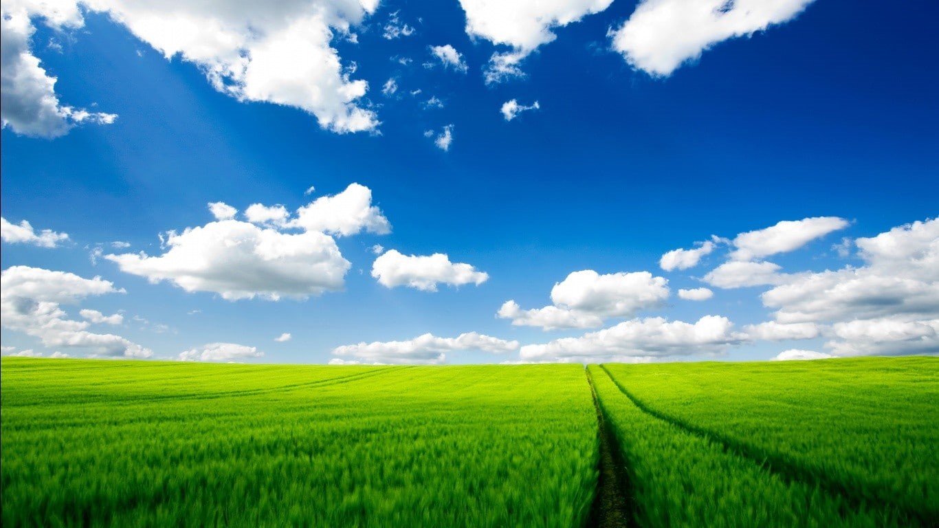 sky, field, landscape, clouds, 720P, green field, green, spring, HD Wallpaper