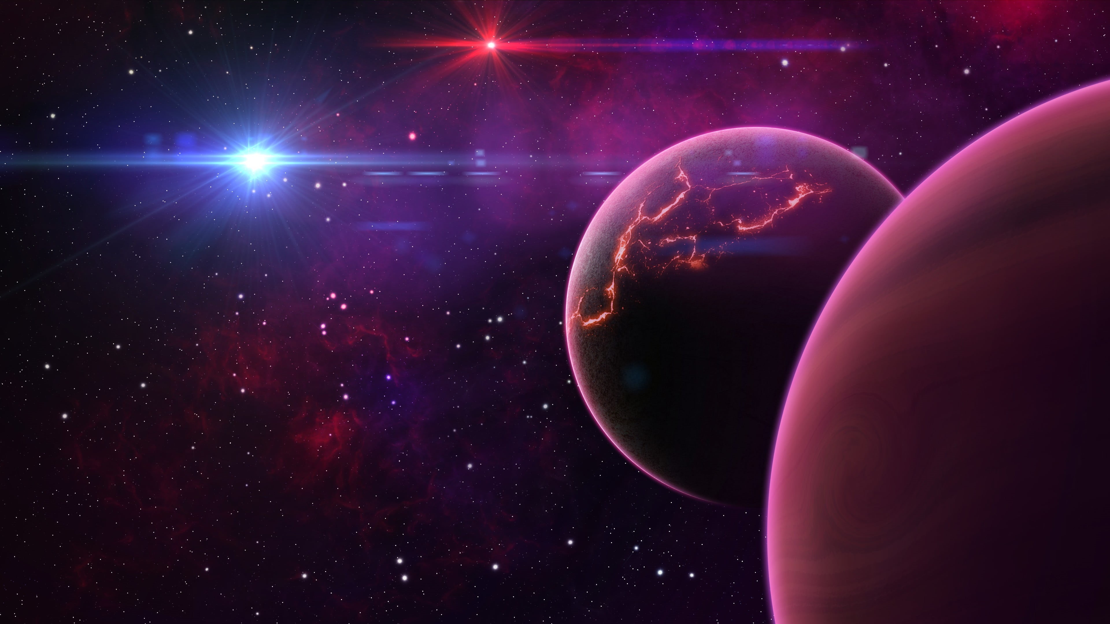 backgrounds, shiny, vibrant Color, illuminated, planet, near, digital, night, star - Space, star Field, digital art, moon, nebula, craft, nature, HD Wallpaper