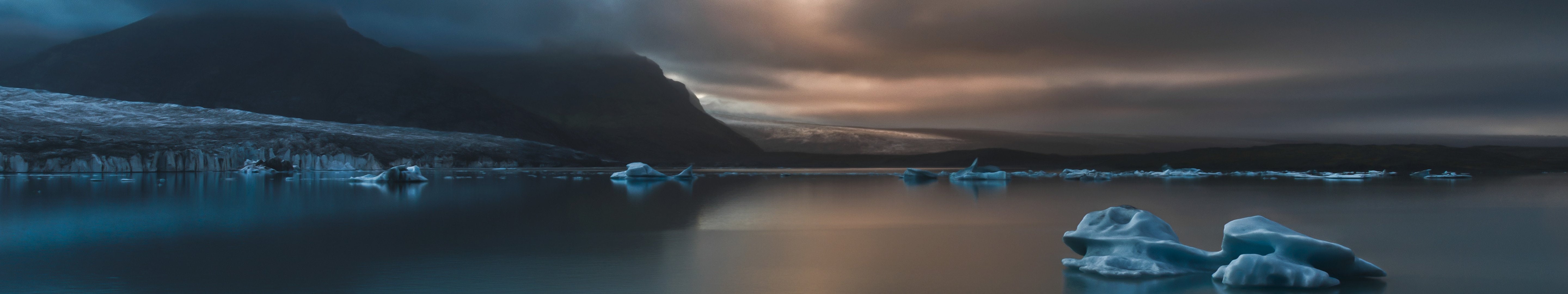 multi, multiple, 5K, screen, iceberg, monitor, triple, HD Wallpaper