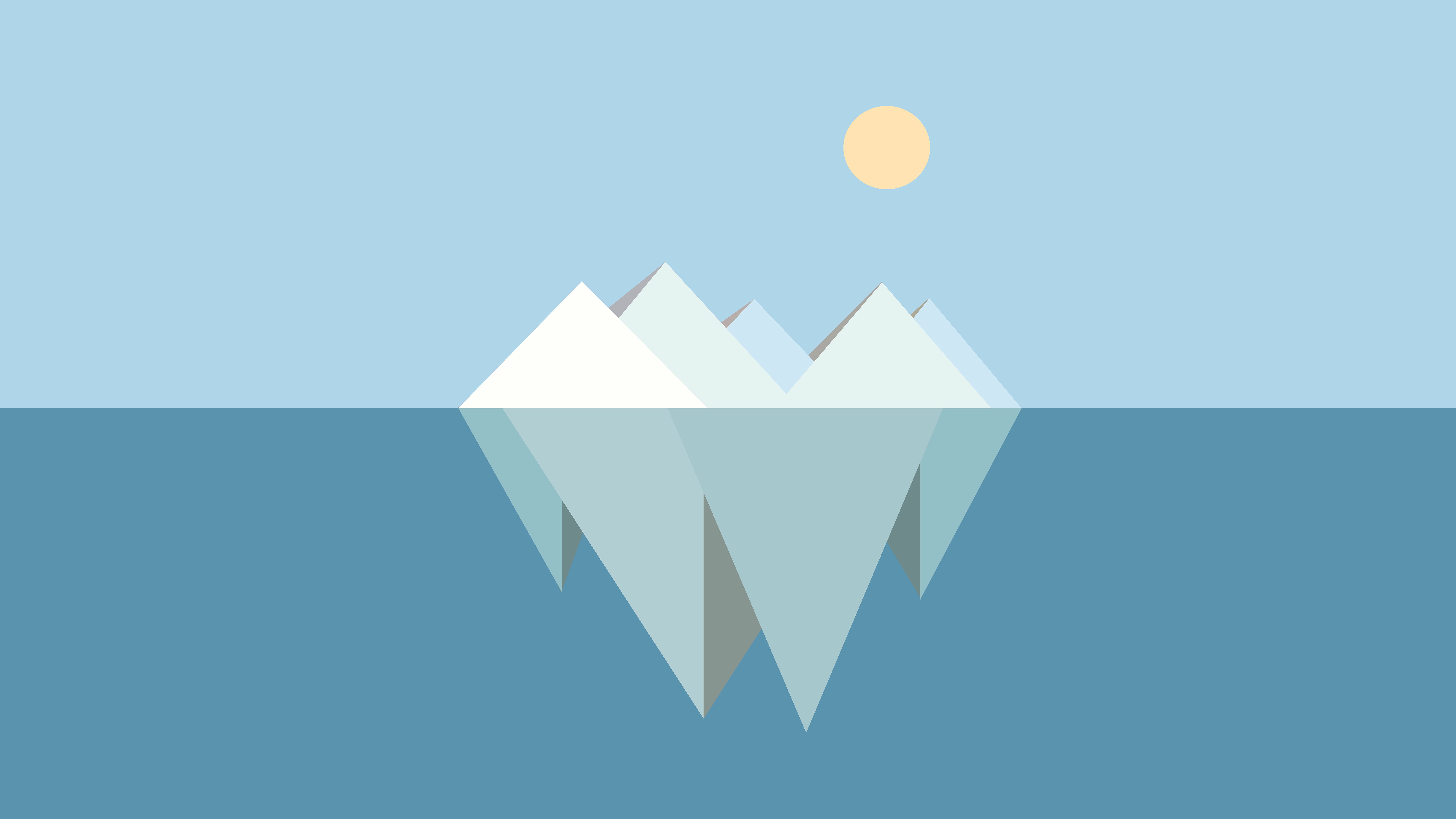 Sun, Iceberg, Water, 8K, Minimalism, Artistic, HD Wallpaper