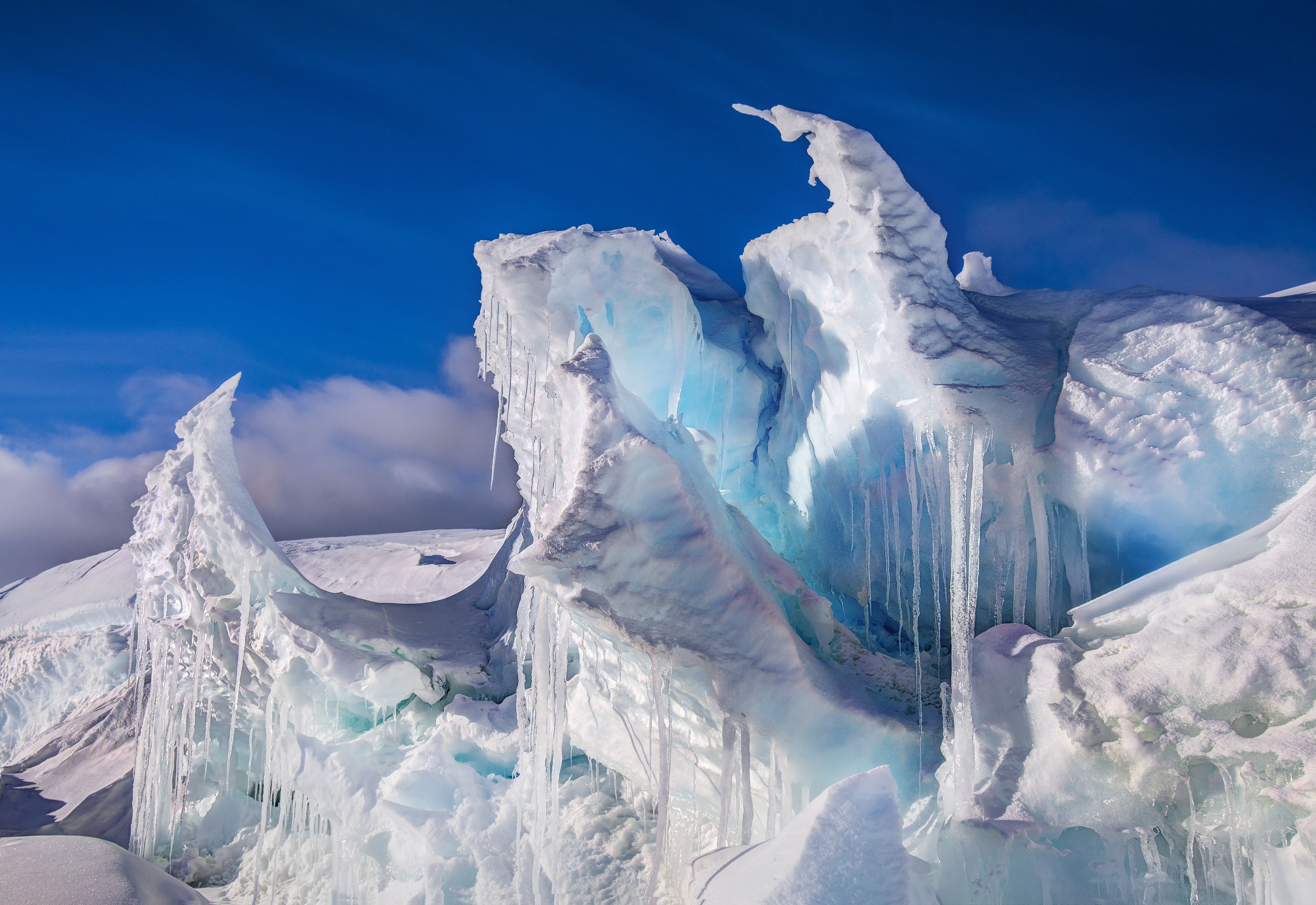 blue, 5K, glacier, landscape, photo, 5 Star, snow, frost, mountain Peak, daytime, ice, outdoors, scenics, Ice Dragon, iceberg, nature, white, frozen, cold - Temperature, HD Wallpaper