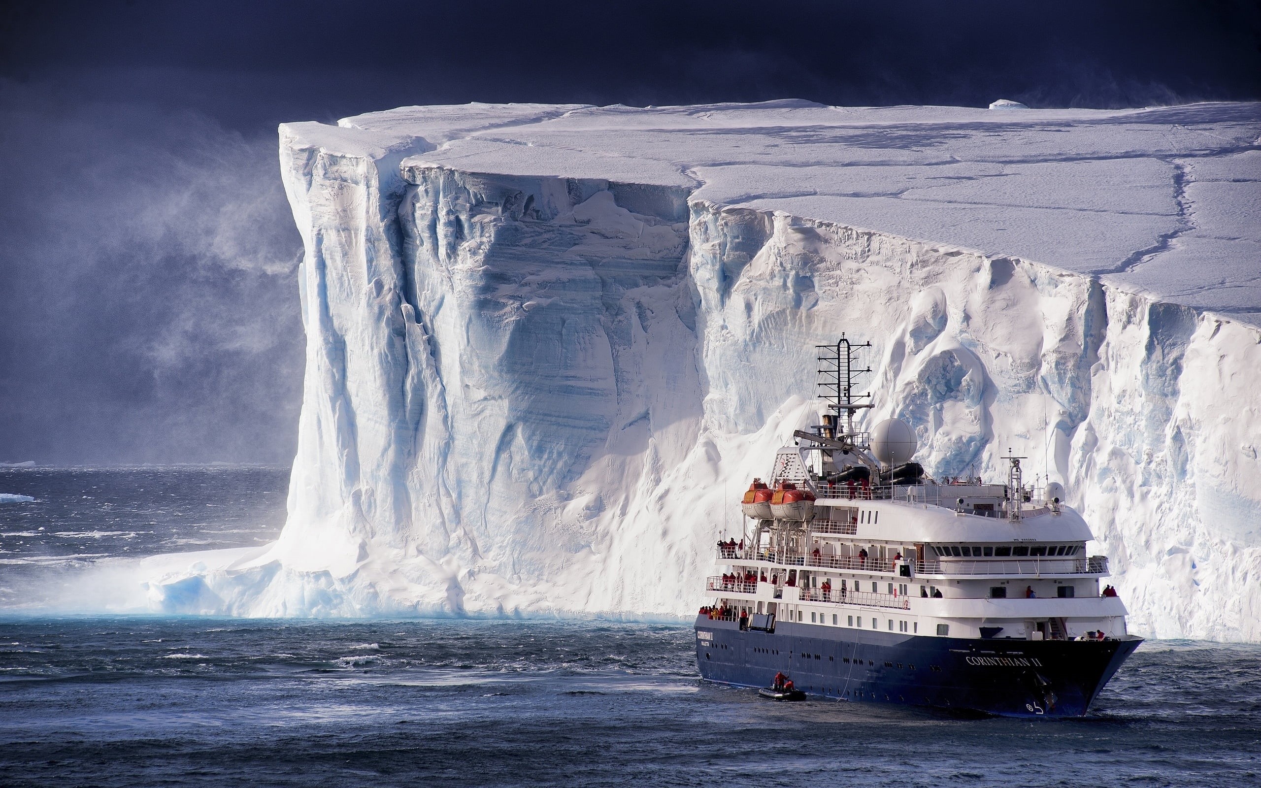 winter, water, building, nautical vessel, 2K, glacier, nature, sea, white, travel, frozen, environment, concrete, power in nature, beauty in nature, cruise ship, HD Wallpaper