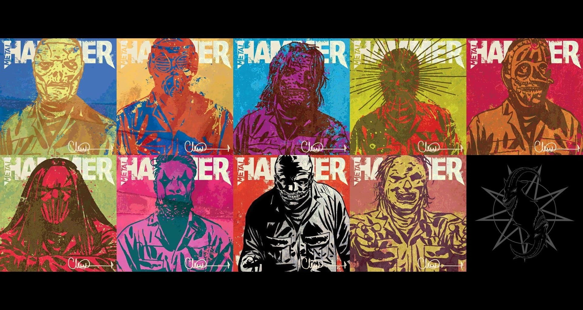 human representation, Slipknot, Nu Metal, no people, representation, male likeness, side by side, multi colored, female likeness, indoors, western script, HD Wallpaper