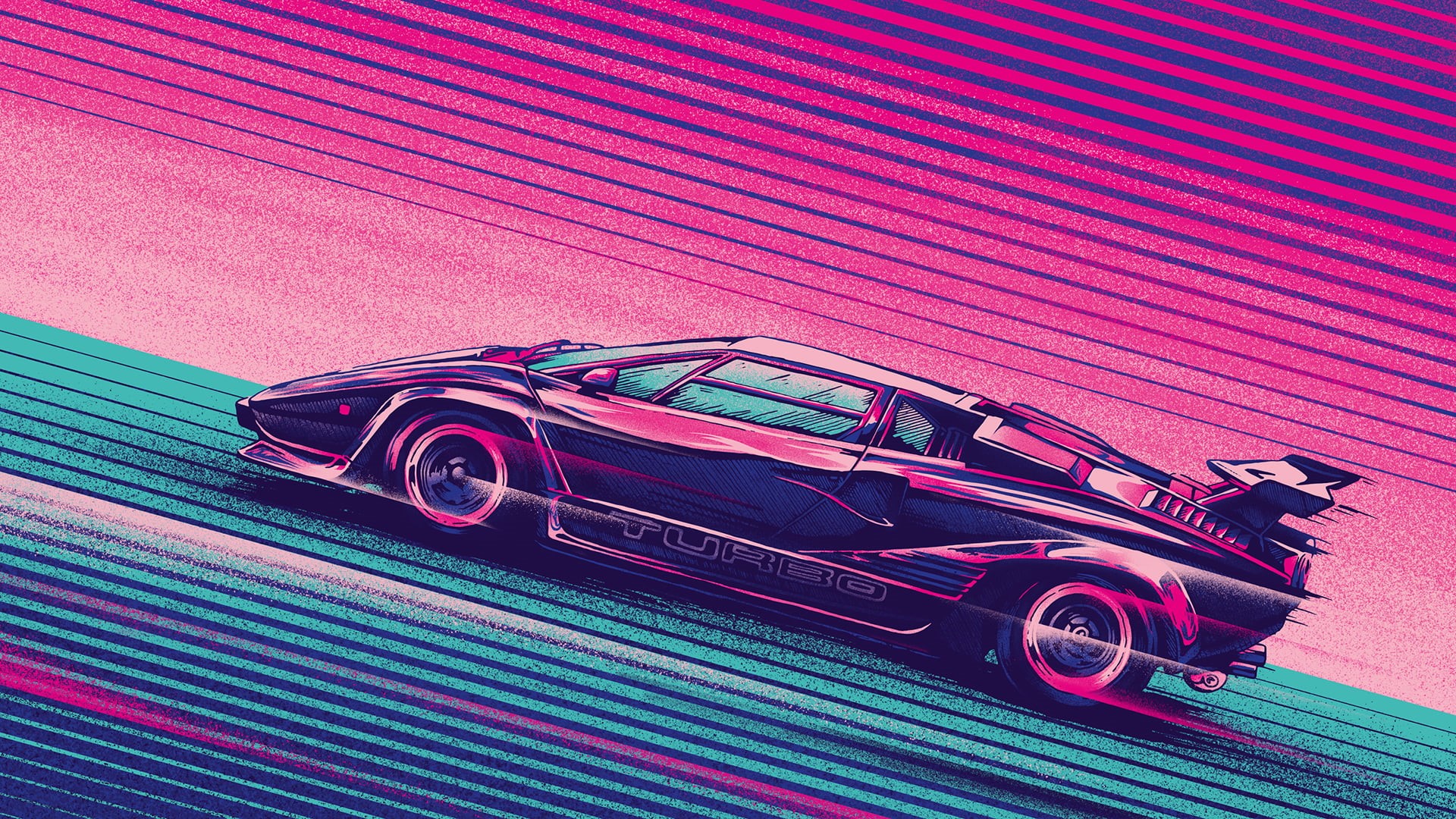 neon, car, 1080P, Lamborghini Countach, HD Wallpaper
