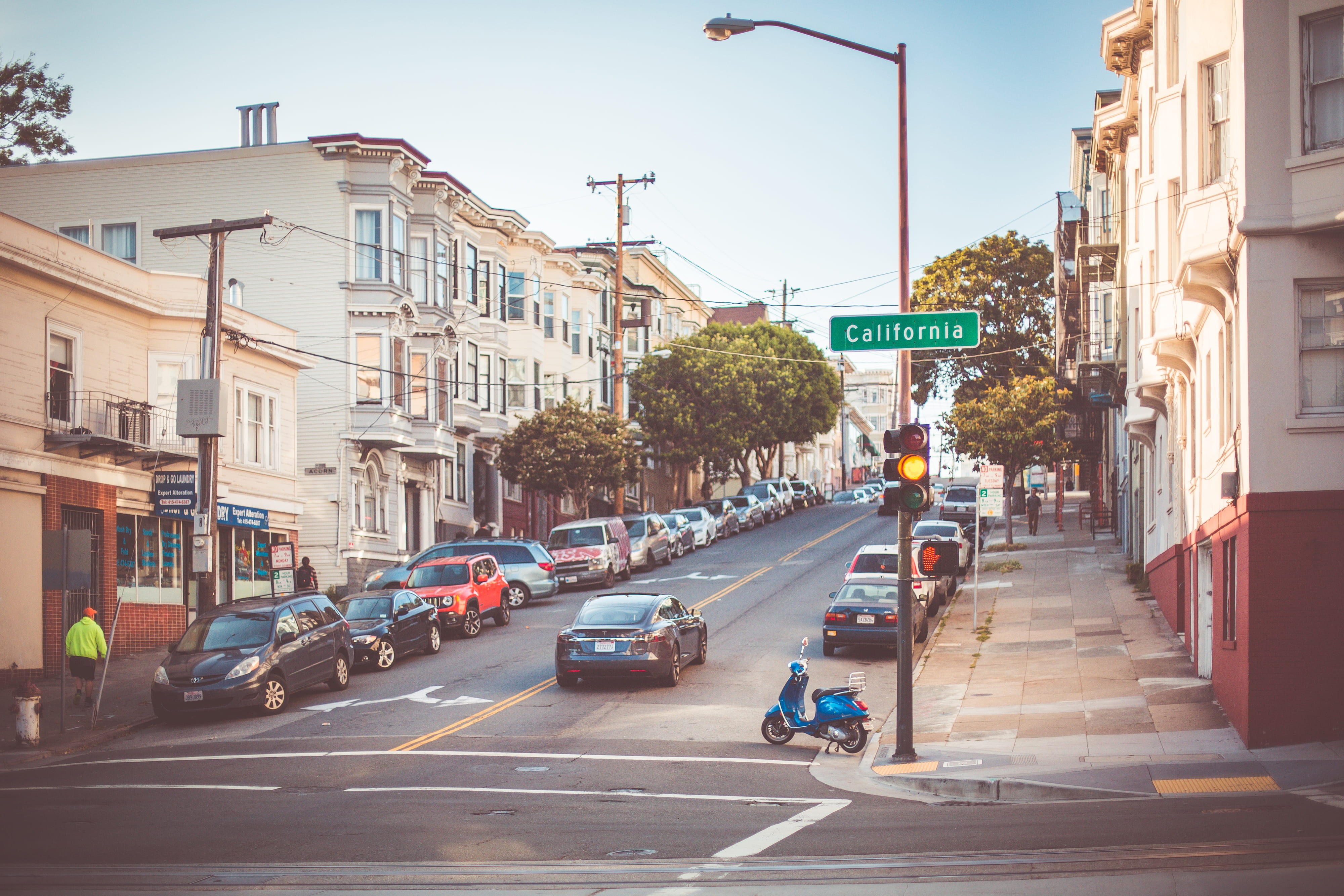 built Structure, houses, california, symbol, old, the way forward, town, California Street, roads, transportation, mode of transportation, 4K, diminishing perspective, HD Wallpaper