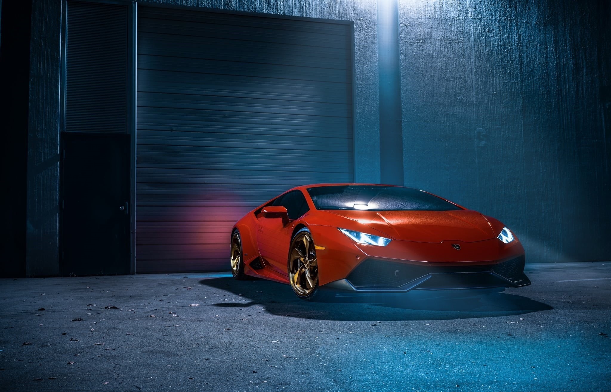 architecture, wall - building feature, car, coupe, day, blue, city, mode of transportation, Lamborghini Huracan LP 610-4 , red, land vehicle, built structure, HD Wallpaper